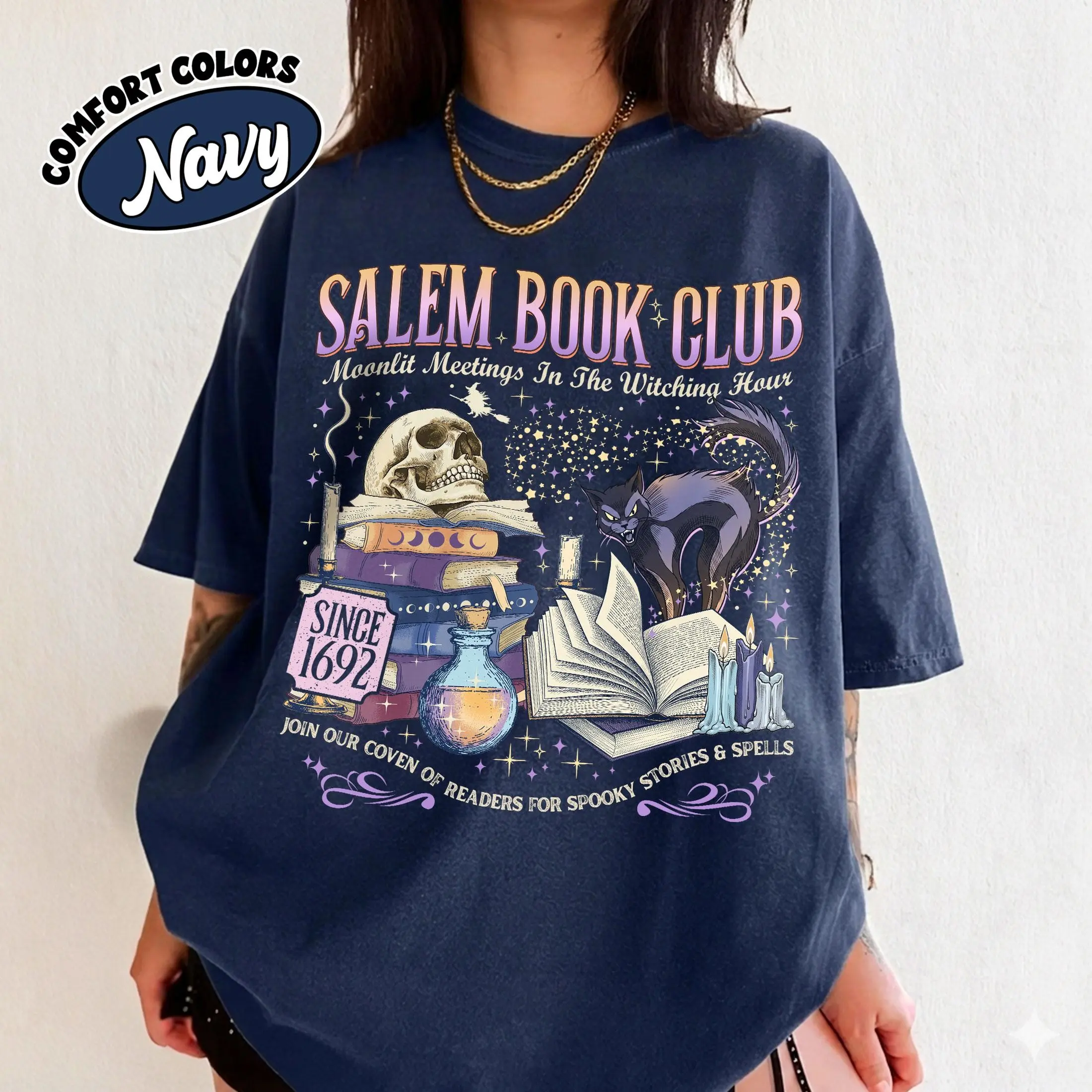 Comfort Colors Salem Book Club Shirt, Witchy Lover Tee, Spooky Season Halloween Bookish Gift