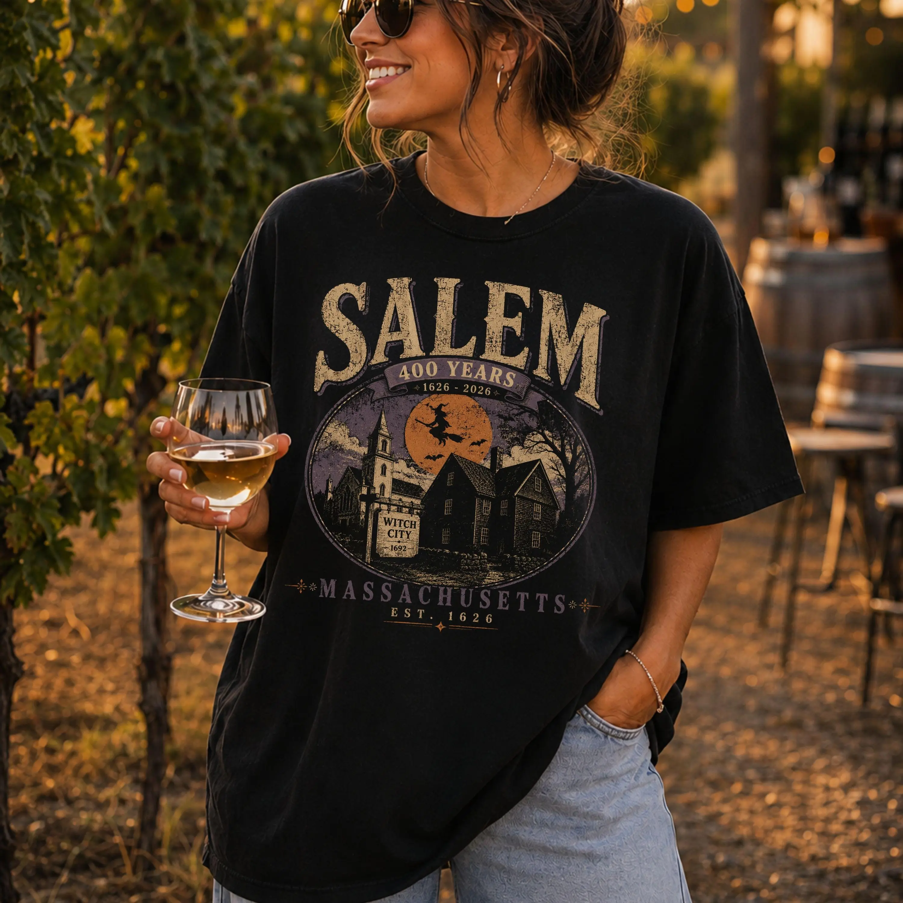 Comfort Colors Salem Massachusetts 400 Years Shirt, Est 1626 Witch City Trials Halloween Gift Tee - photo 3