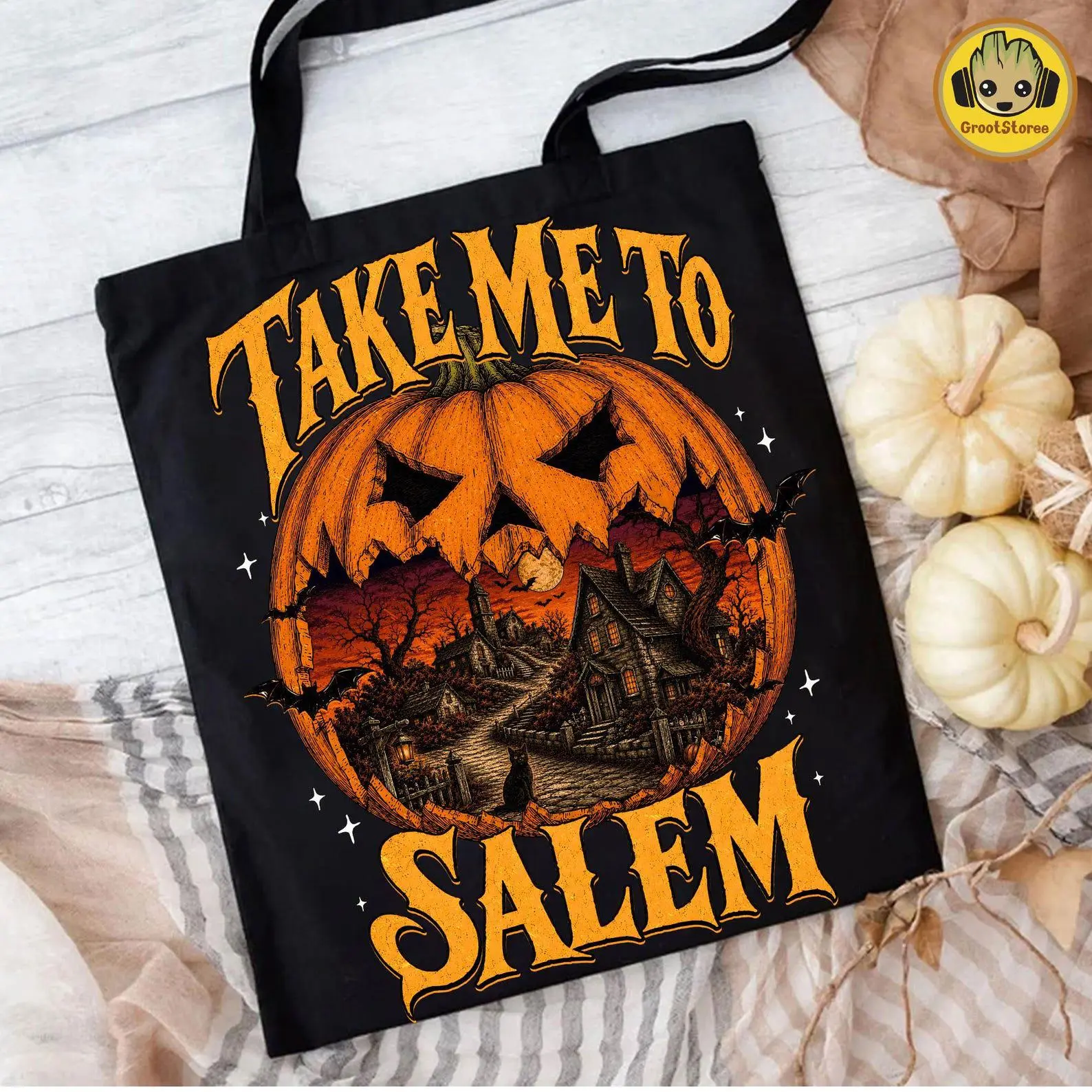 Comfort Colors Salem Witch Halloween Shirt, Retro Fall Haunted Pumpkin Spooky Season Graphic Tee - photo 5