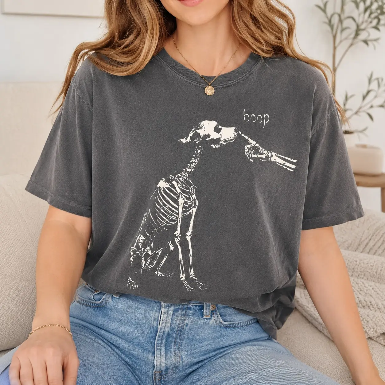 Comfort Colors Skeleton Canine Hand Boop Shirts for Women Halloween Night