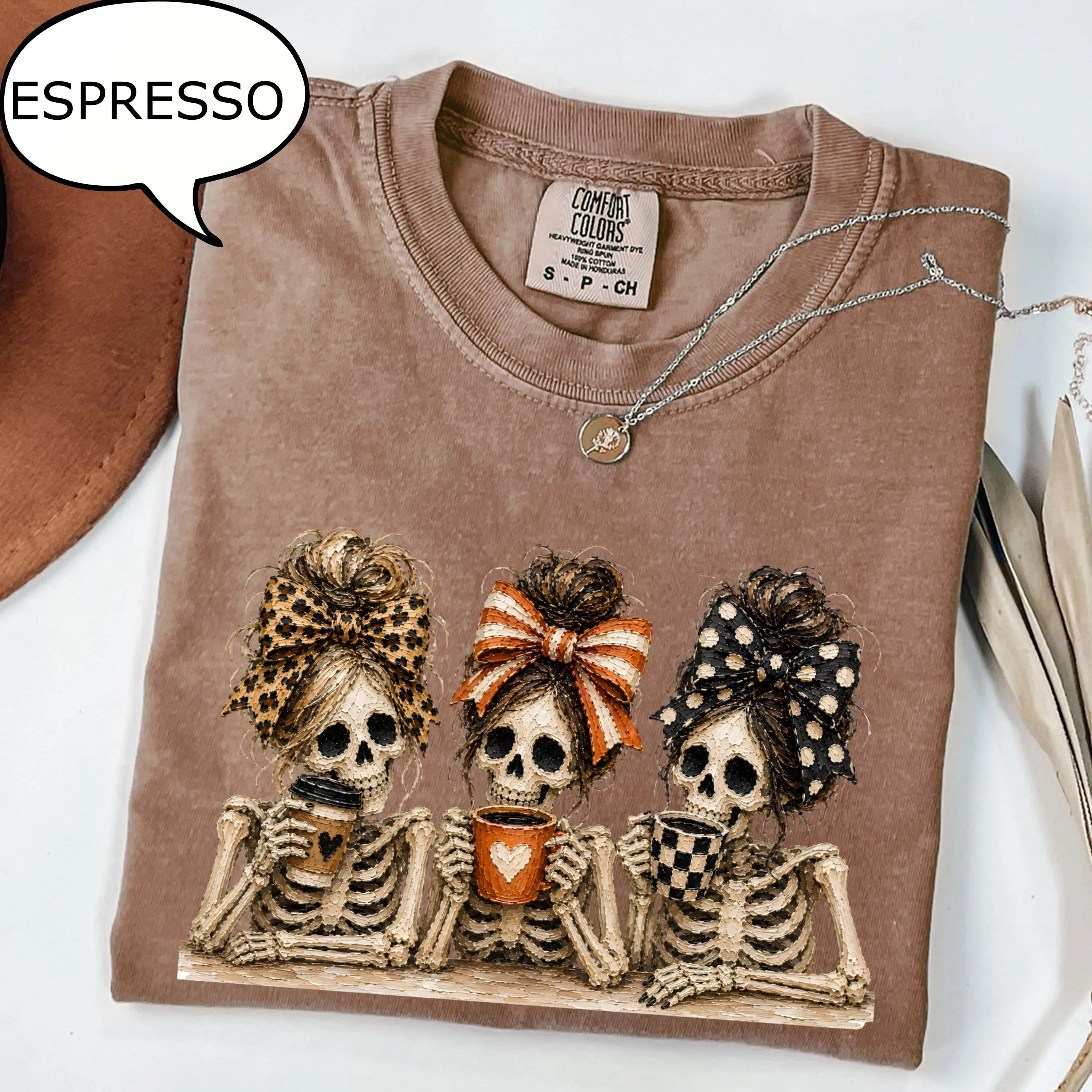 Comfort Colors Skeleton Girl Halloween T-Shirt, Spooky Season Graphic Tee, Best Friends Fall Gift