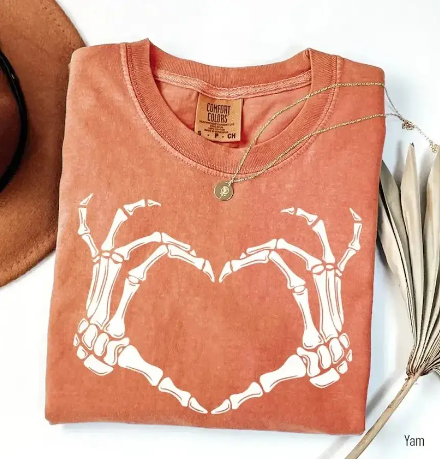 Comfort Colors Skeleton Hand Shirt for Women, Halloween Spooky Season Tee, Cute Fall Graphic Outfit Gift
