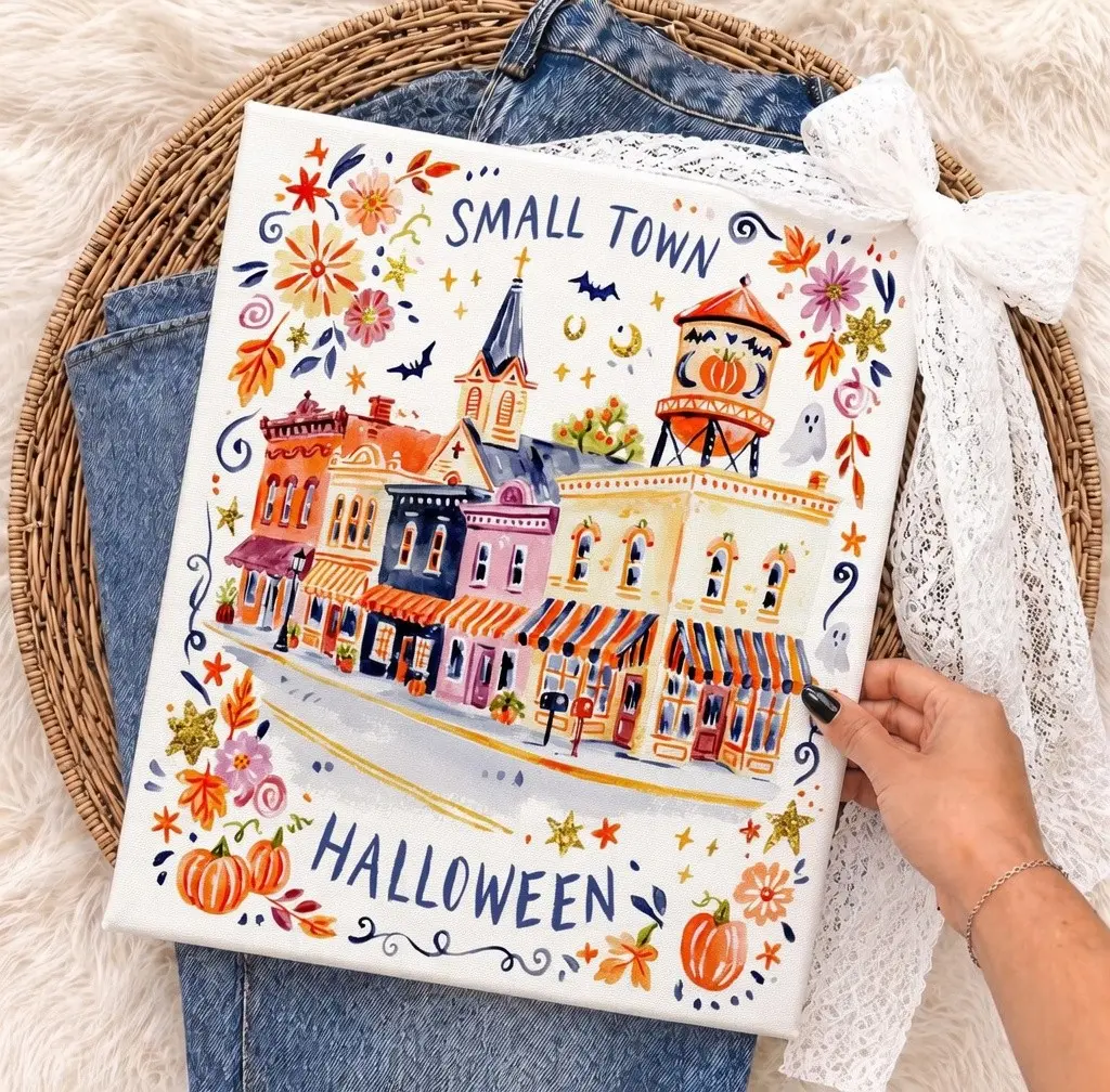 Comfort Colors Small Town Country Halloween Shirt, Spooky Village Fall Graphic Tee - photo 4
