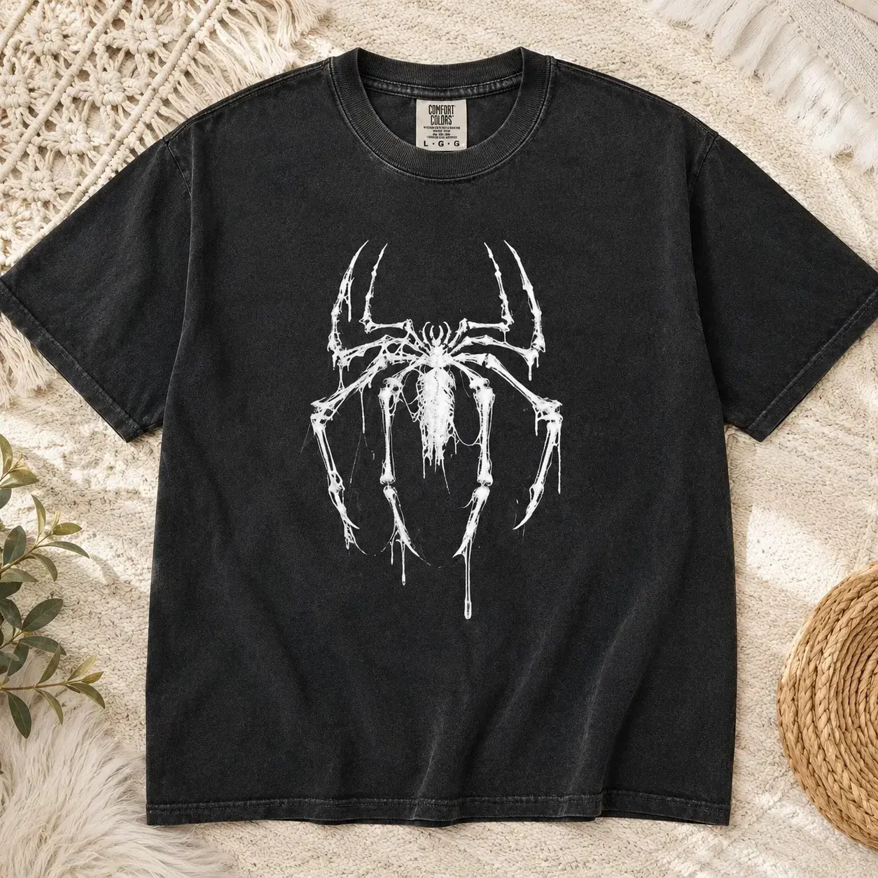 Comfort Colors Spider Skeleton Bones Halloween Sweatshirt, Unisex Spooky Creepy Arachnid Goth Grunge Top