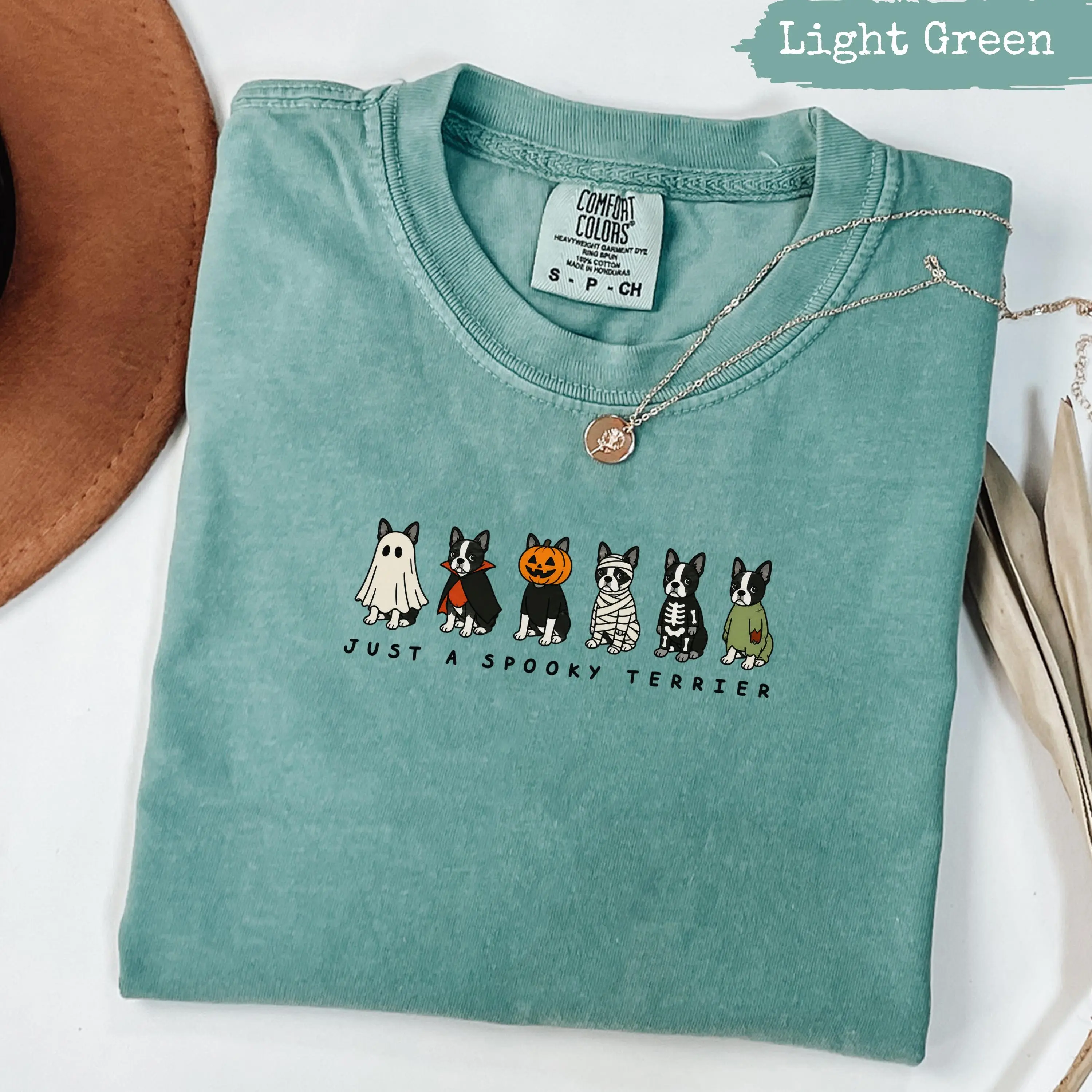 Comfort Colors Spooky Boston Terrier Halloween Costume Shirt, Cute Dog Lover Fall Graphic Tee, Funny Pet Gift - photo 3