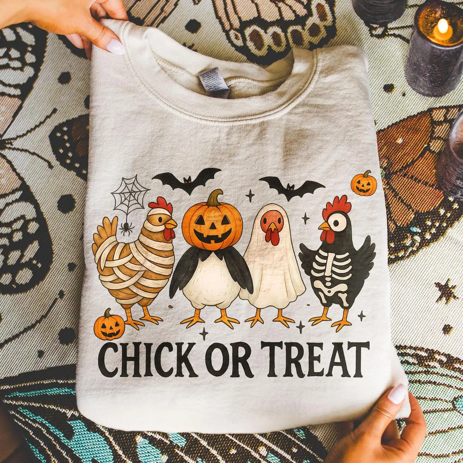 Comfort Colors Spooky Chicken Halloween Shirt, Chick or Treat - photo 1