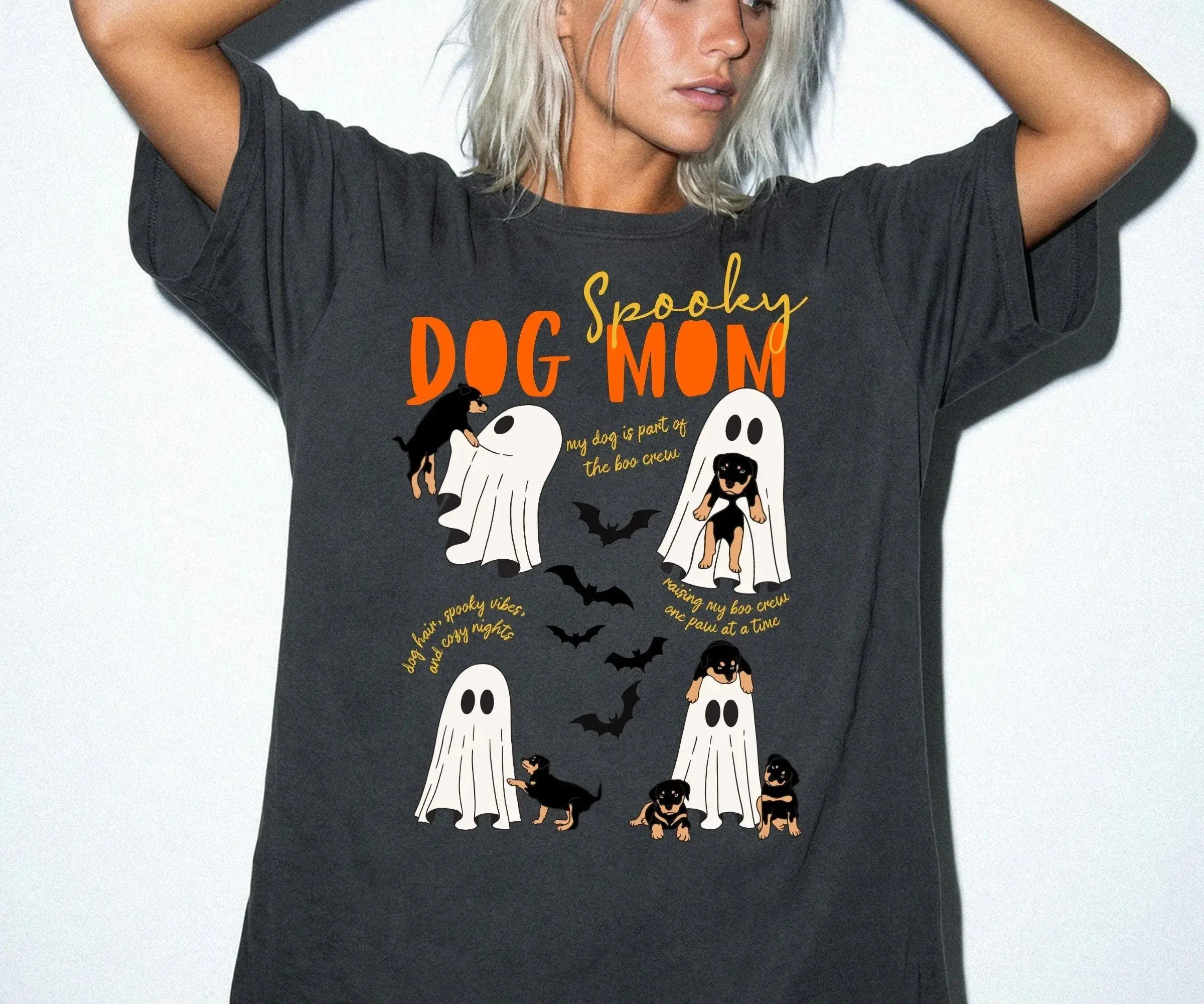 Comfort Colors Spooky Dog Mom Shirt, Cute Halloween Ghost Puppy Boo Crew Fall Pet Lover Womens Tee - photo 2