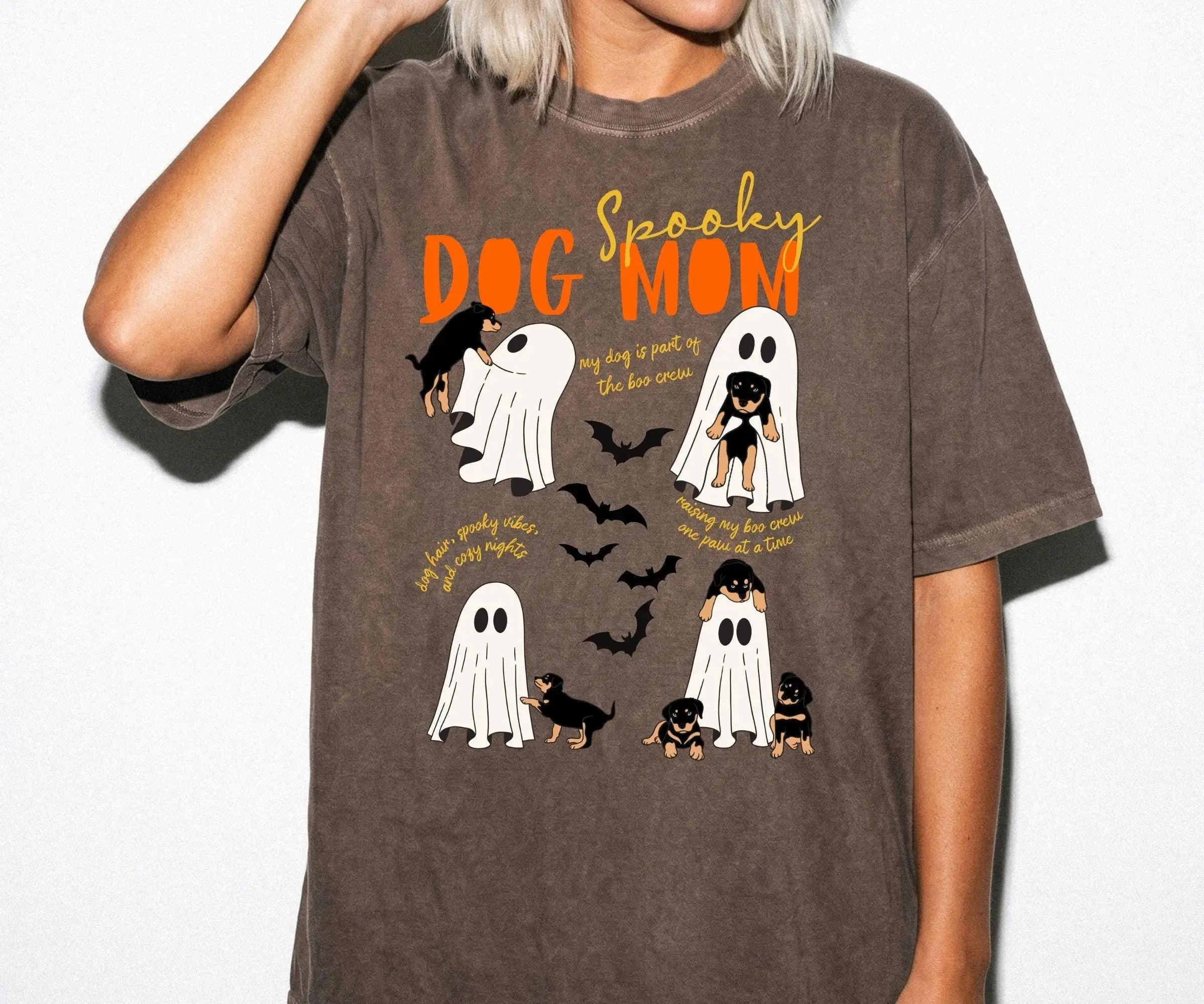 Comfort Colors Spooky Dog Mom Shirt, Cute Halloween Ghost Puppy Boo Crew Fall Pet Lover Womens Tee - photo 3