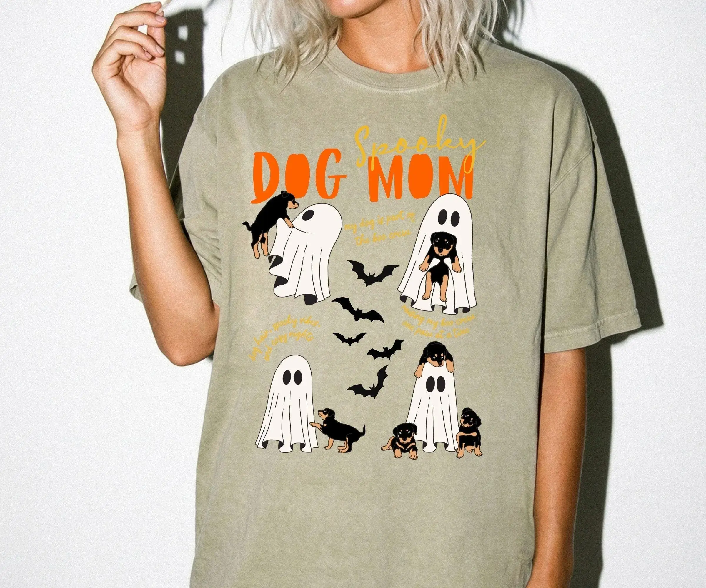 Comfort Colors Spooky Dog Mom Shirt, Cute Halloween Ghost Puppy Boo Crew Fall Pet Lover Womens Tee - photo 4