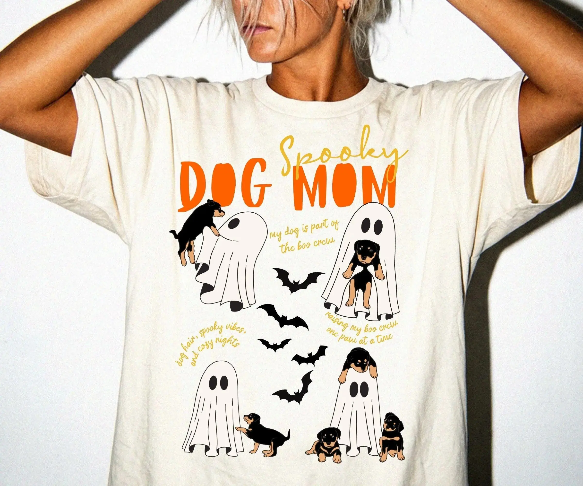 Comfort Colors Spooky Dog Mom Shirt, Cute Halloween Ghost Puppy Boo Crew Fall Pet Lover Womens Tee - photo 5