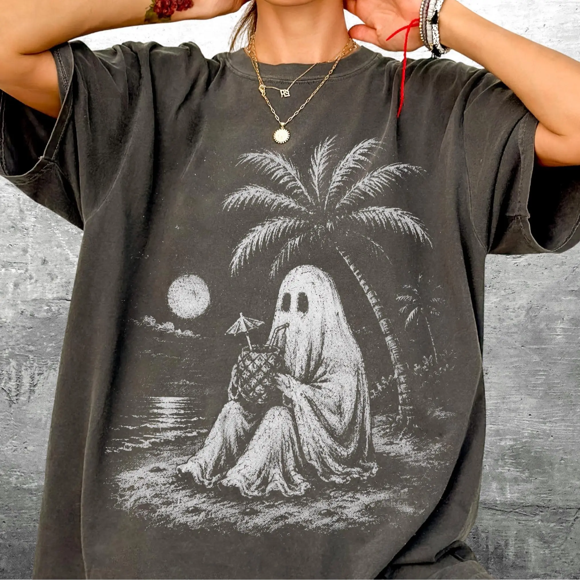 Comfort Colors Spooky Ghost Summerween Shirt, Retro Halloween Graphic Tee