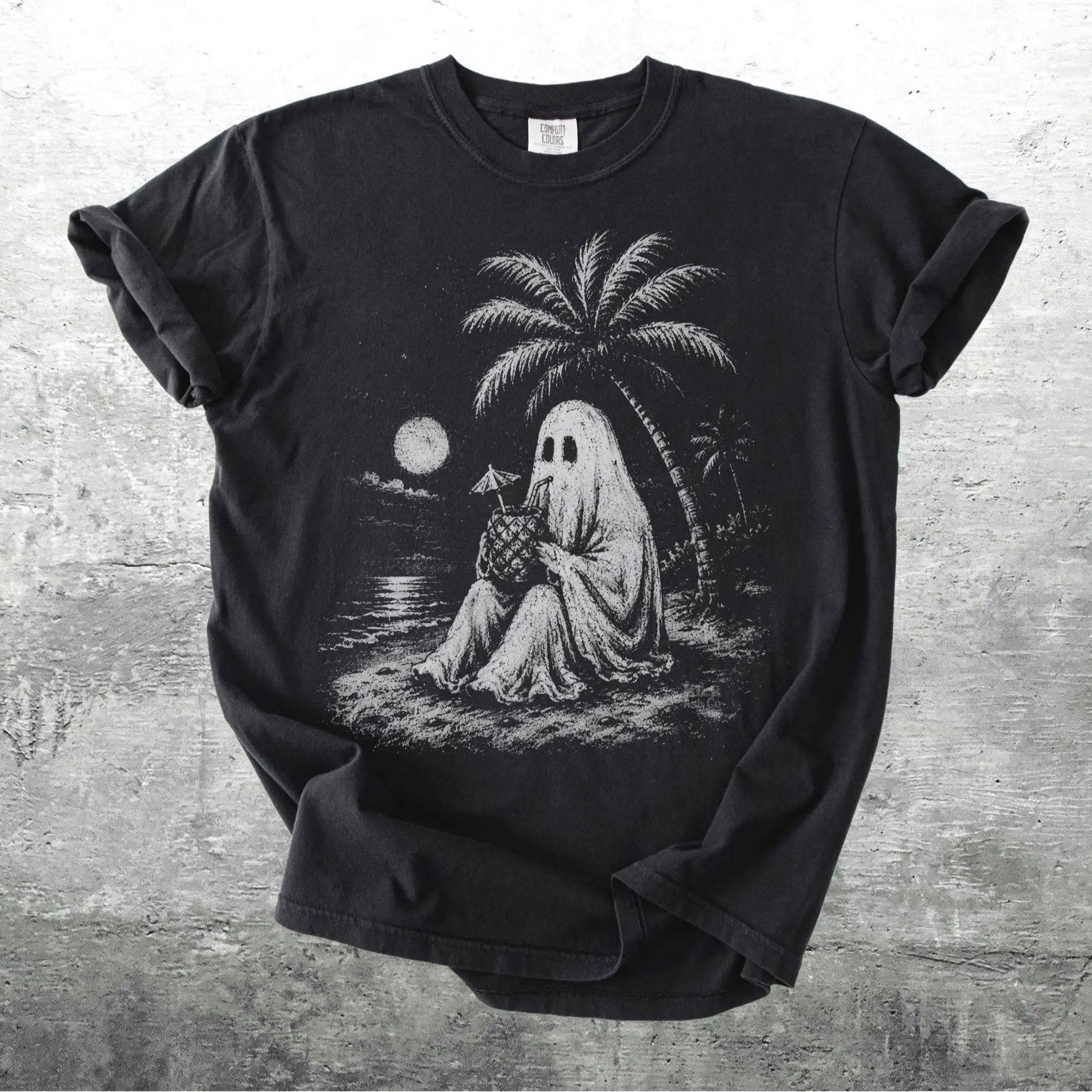 Comfort Colors Spooky Ghost Summerween Shirt, Retro Halloween Graphic Tee - photo 2