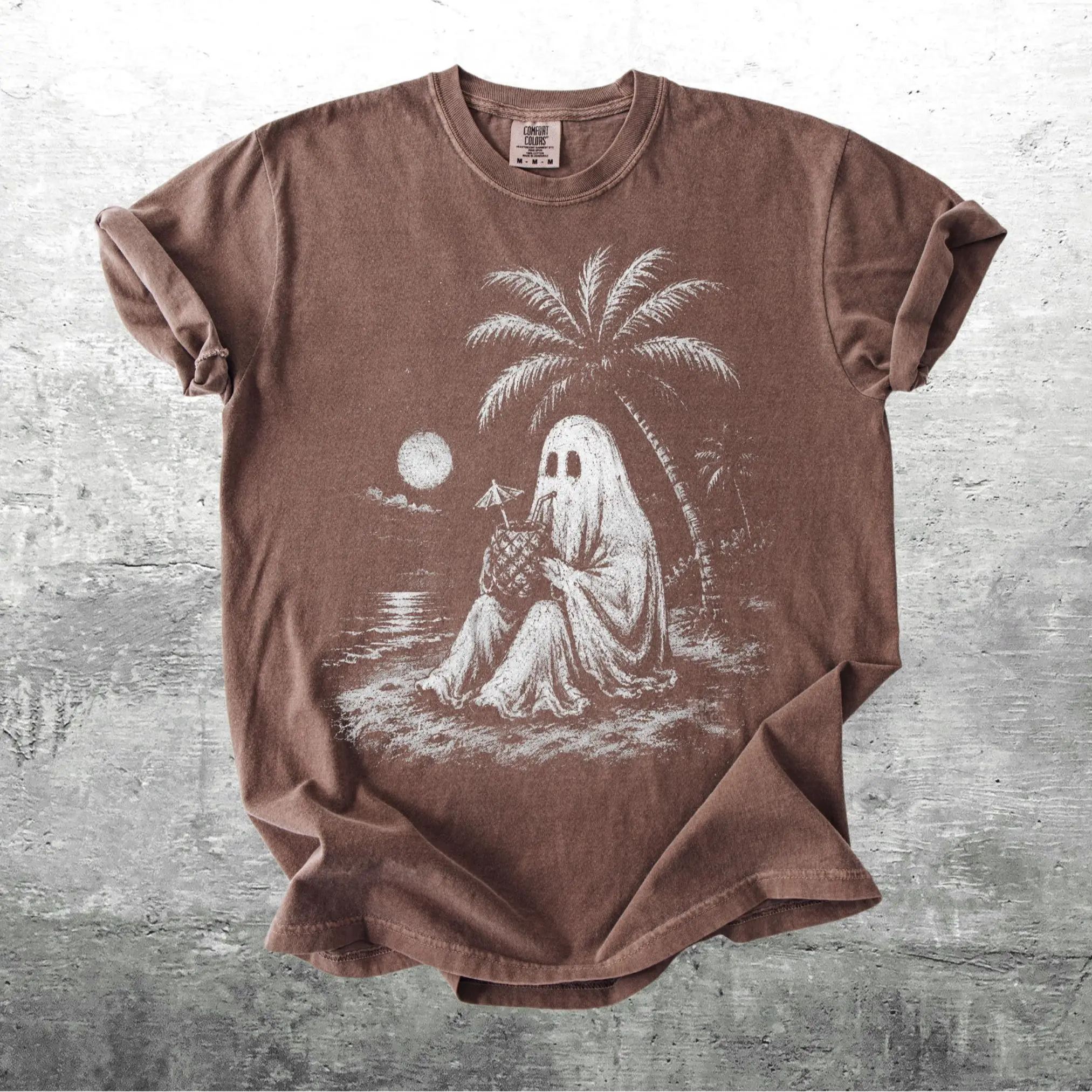 Comfort Colors Spooky Ghost Summerween Shirt, Retro Halloween Graphic Tee - photo 3