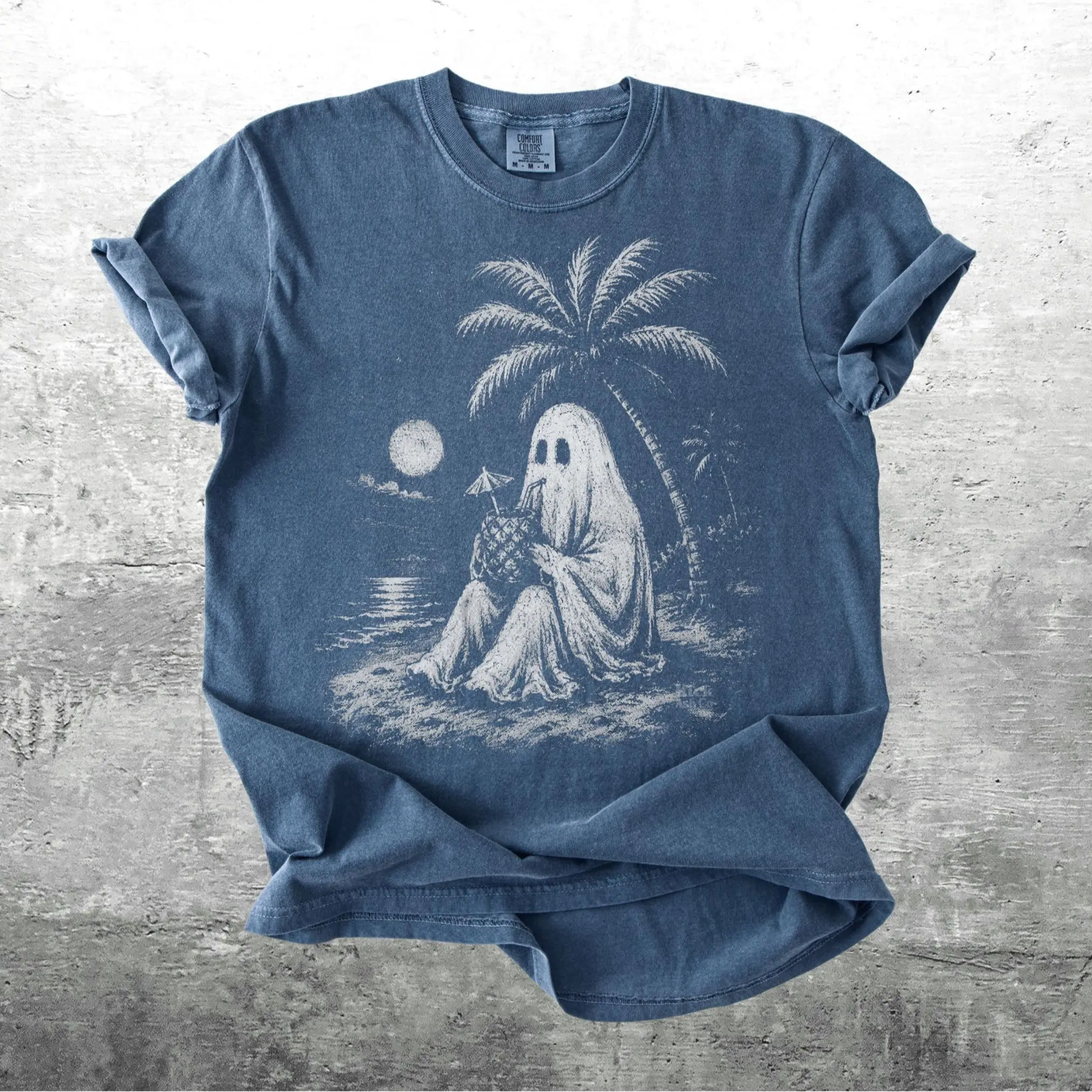 Comfort Colors Spooky Ghost Summerween Shirt, Retro Halloween Graphic Tee - photo 4