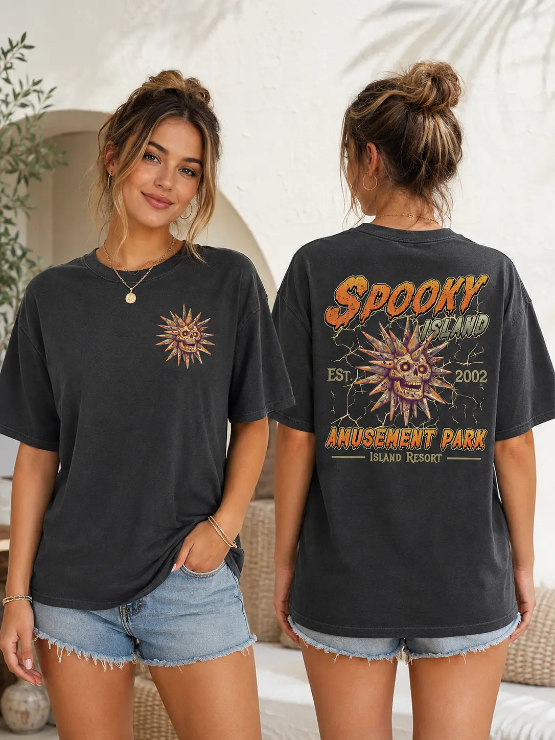 Comfort Colors Spooky Island Shirt, Retro Skull Halloween Vintage 90s Horror Unisex Graphic Tee