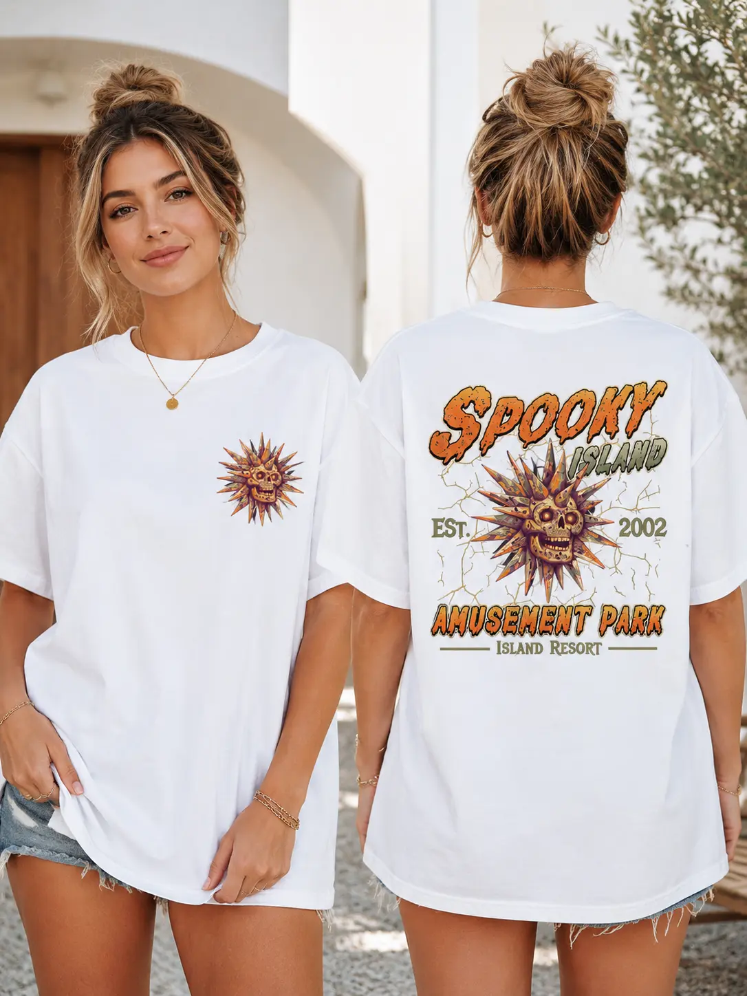 Comfort Colors Spooky Island Shirt, Retro Skull Halloween Vintage 90s Horror Unisex Graphic Tee - photo 5