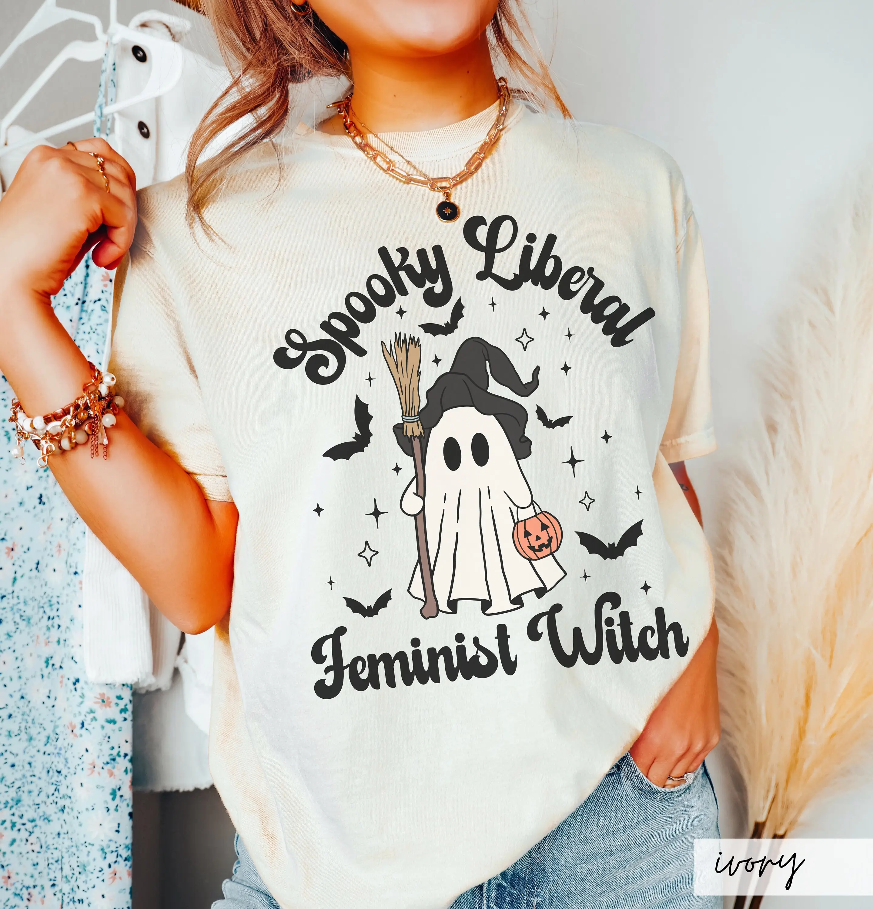 Comfort Colors Spooky Liberal Feminist Witch T-Shirt - photo 2