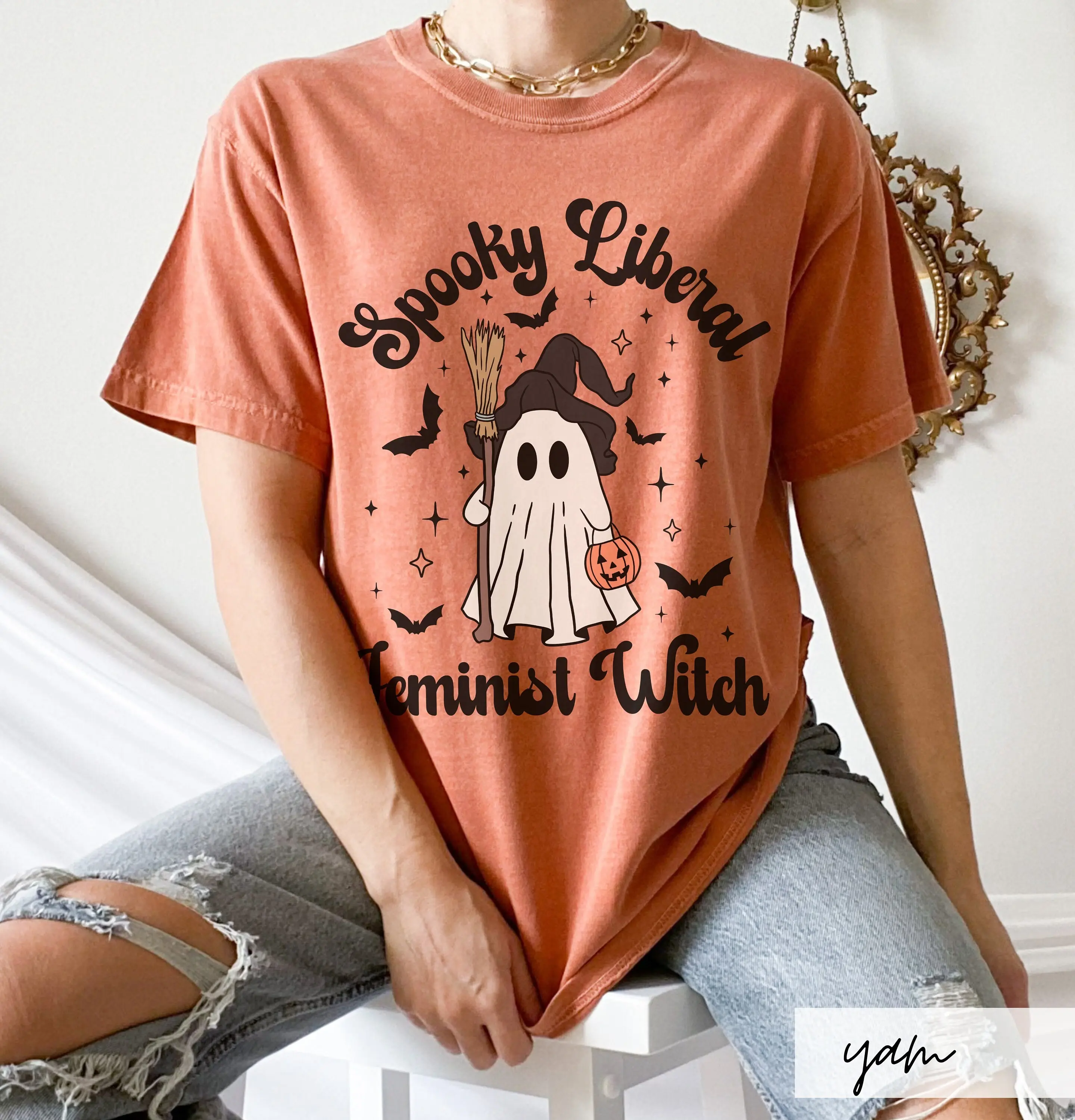 Comfort Colors Spooky Liberal Feminist Witch T-Shirt - photo 3