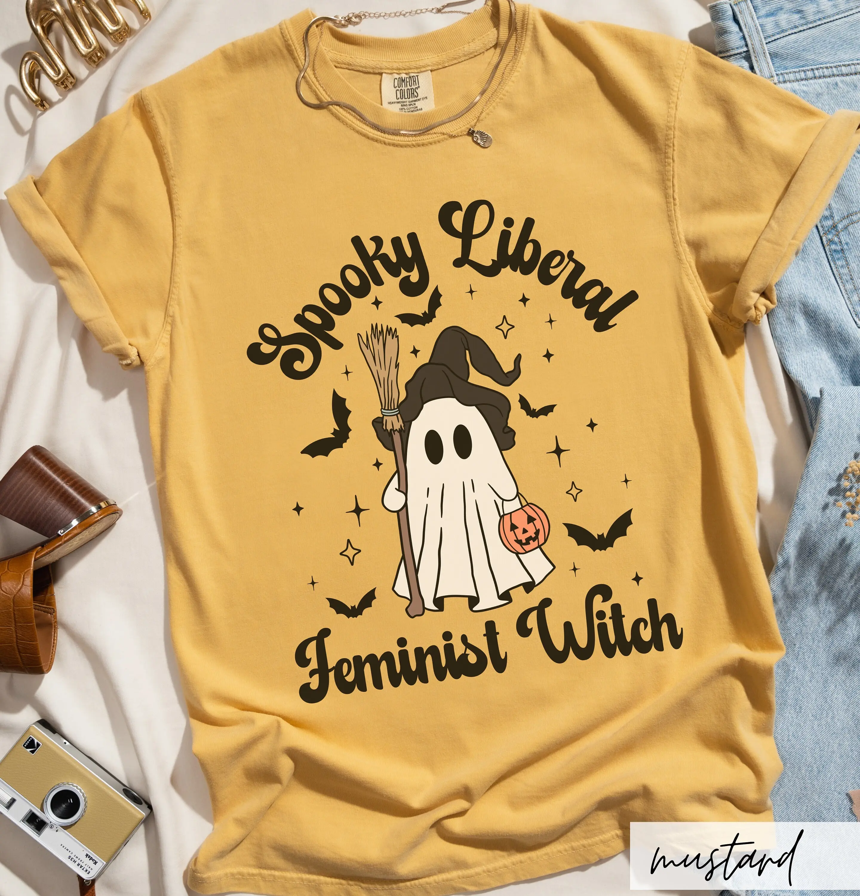 Comfort Colors Spooky Liberal Feminist Witch T-Shirt - photo 4