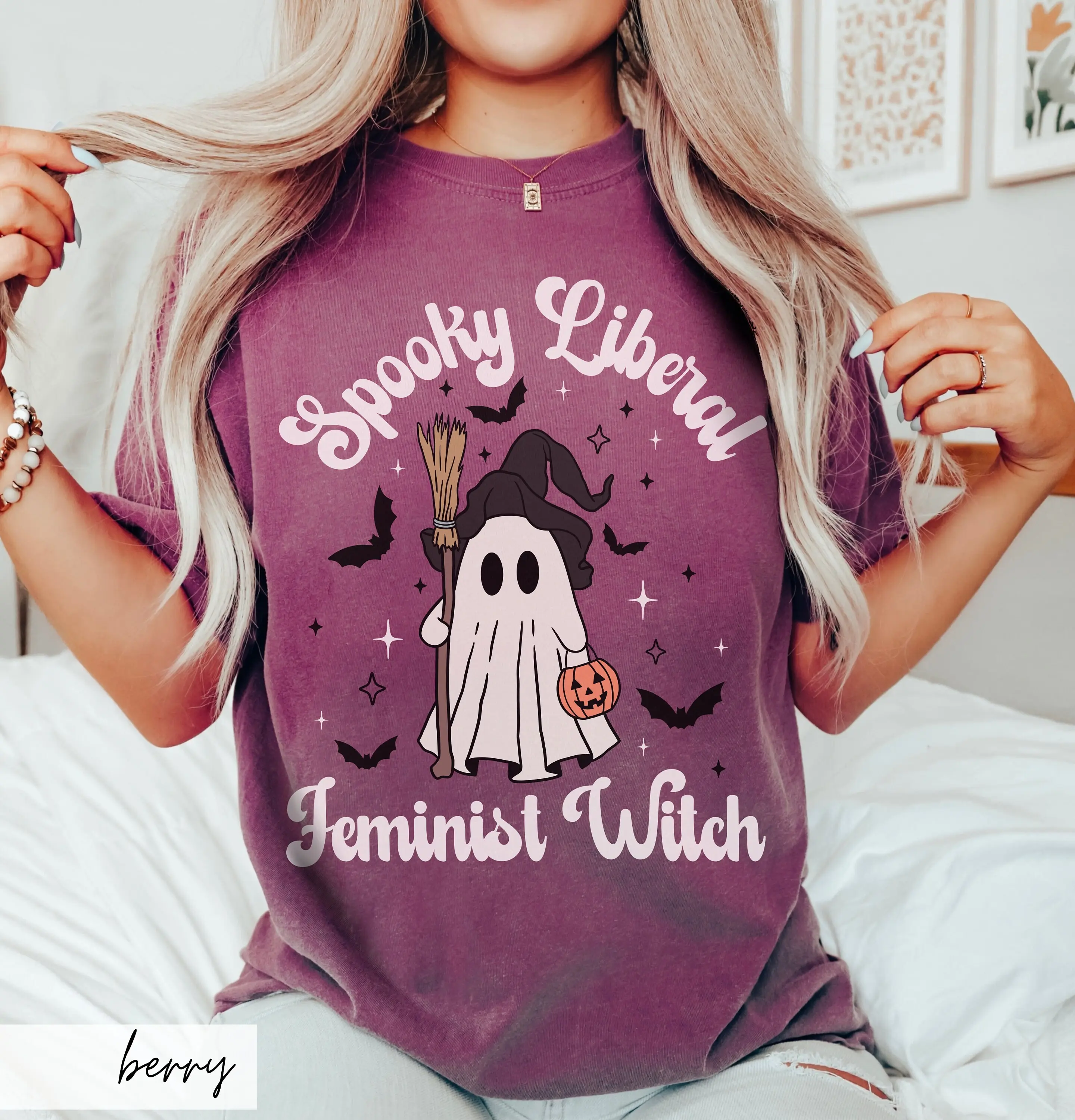 Comfort Colors Spooky Liberal Feminist Witch T-Shirt - photo 5