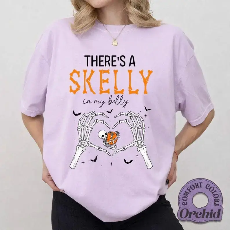 Comfort Colors Spooky Mama Halloween Shirt, Funny Pregnancy Announcement Tee, October Mom to Be Maternity Gift - photo 4