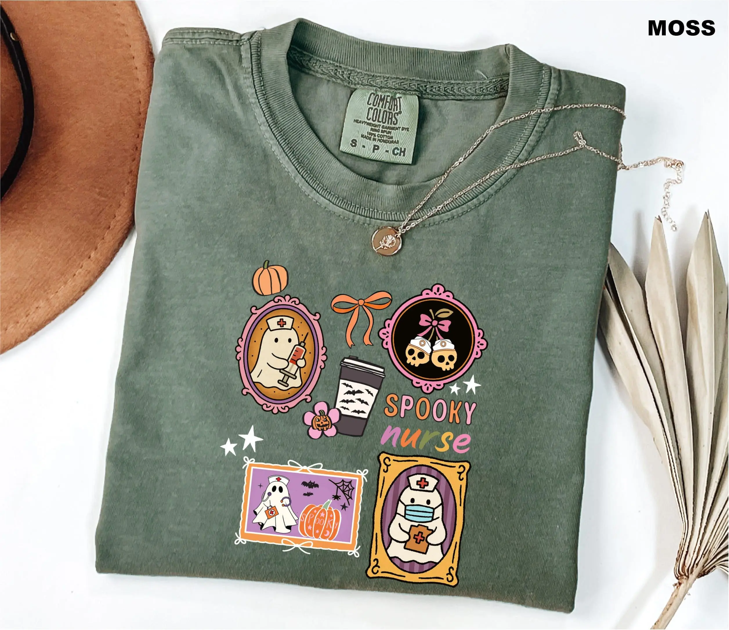 Comfort Colors Spooky Nurse Shirt, Cute Coquette Ghost Halloween RN Sweatshirt Healthcare Gift - photo 2