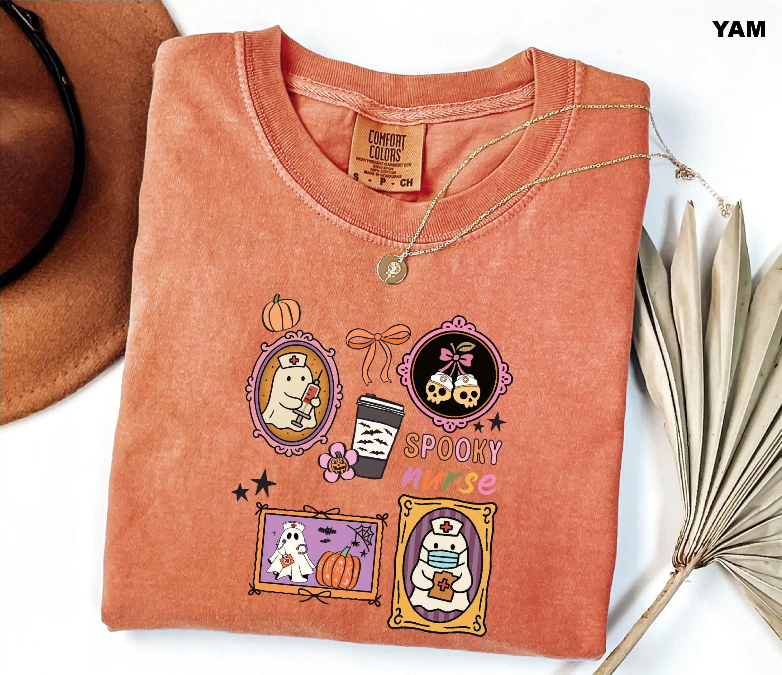 Comfort Colors Spooky Nurse Shirt, Cute Coquette Ghost Halloween RN Sweatshirt Healthcare Gift - photo 3