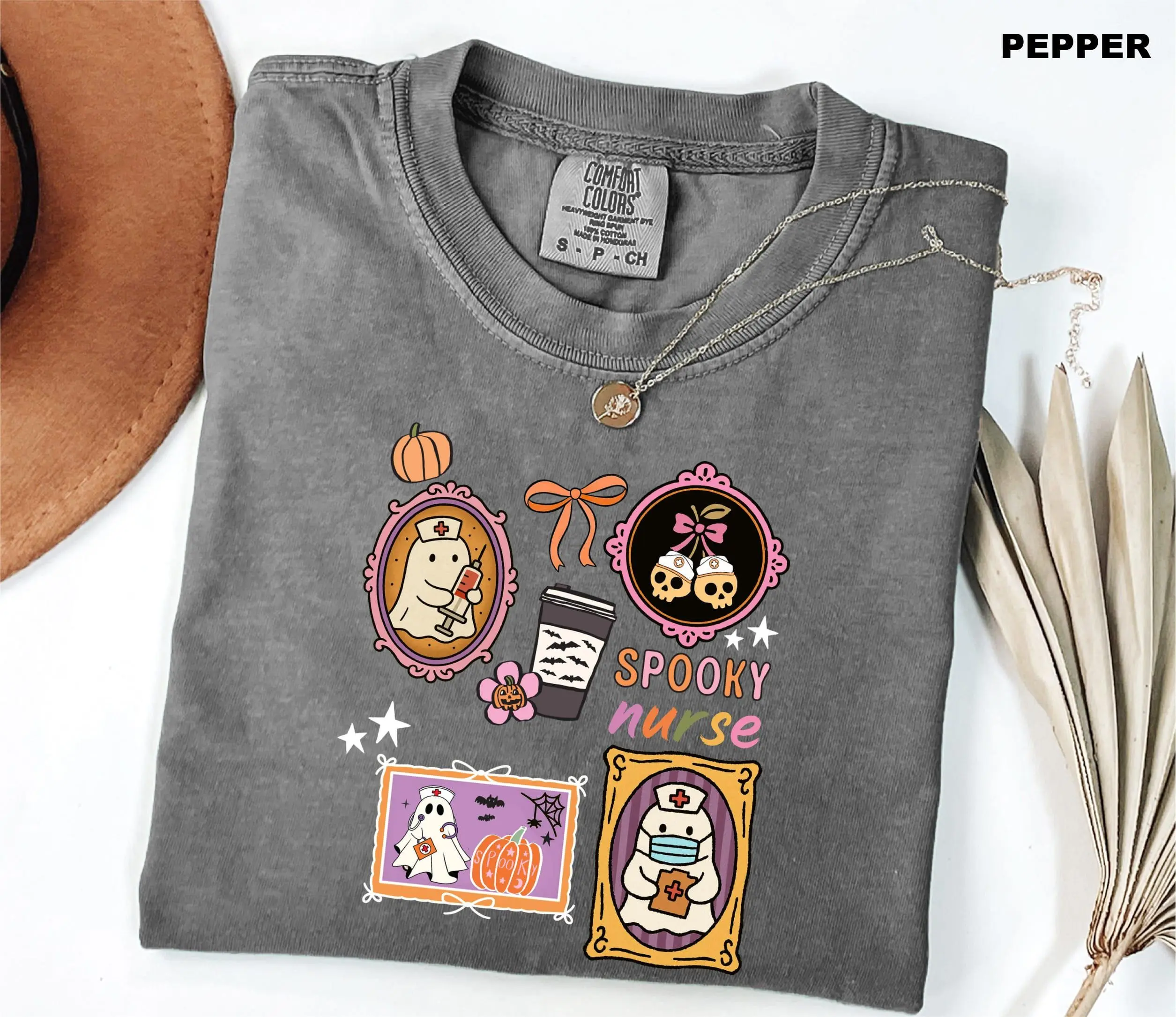 Comfort Colors Spooky Nurse Shirt, Cute Coquette Ghost Halloween RN Sweatshirt Healthcare Gift - photo 4