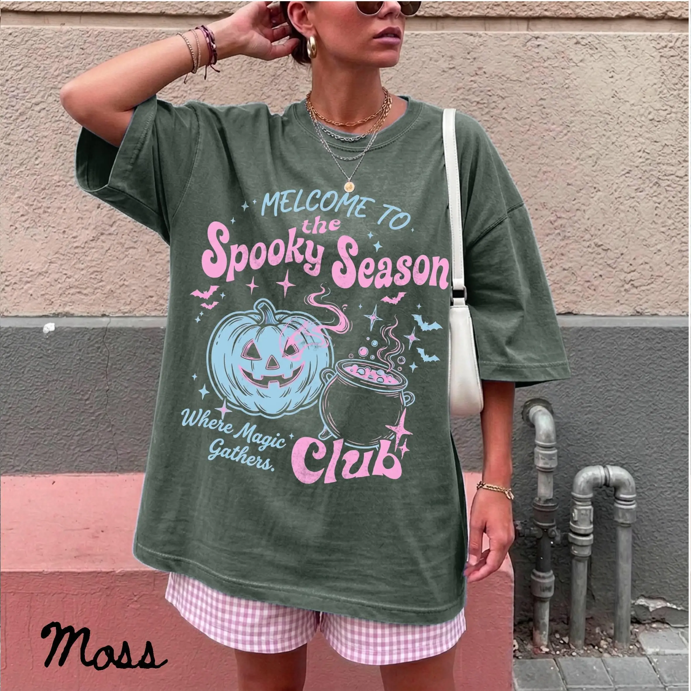 Comfort Colors Spooky Season Club Shirt, Halloween Tee, Cute Pumpkin Vintage Whimsical Witchy Graphic Top - photo 3