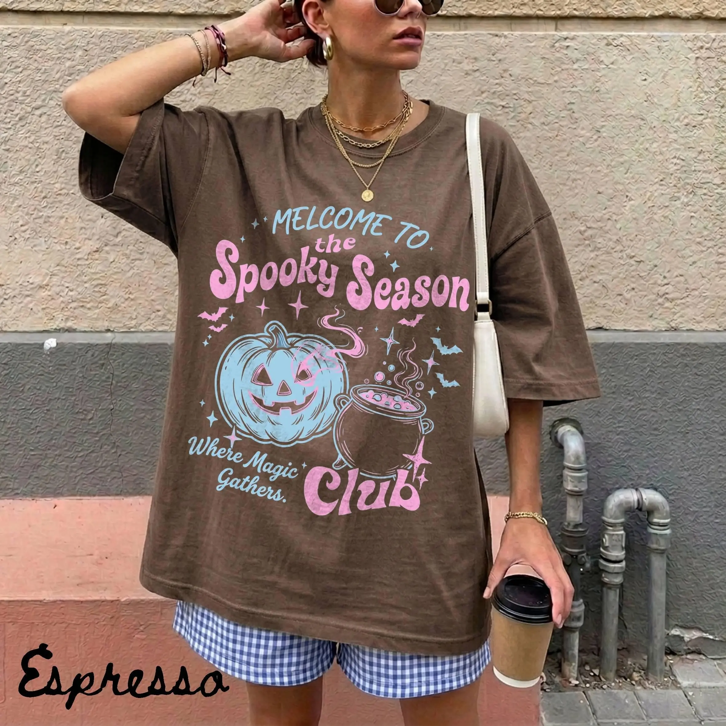 Comfort Colors Spooky Season Club Shirt, Halloween Tee, Cute Pumpkin Vintage Whimsical Witchy Graphic Top - photo 5