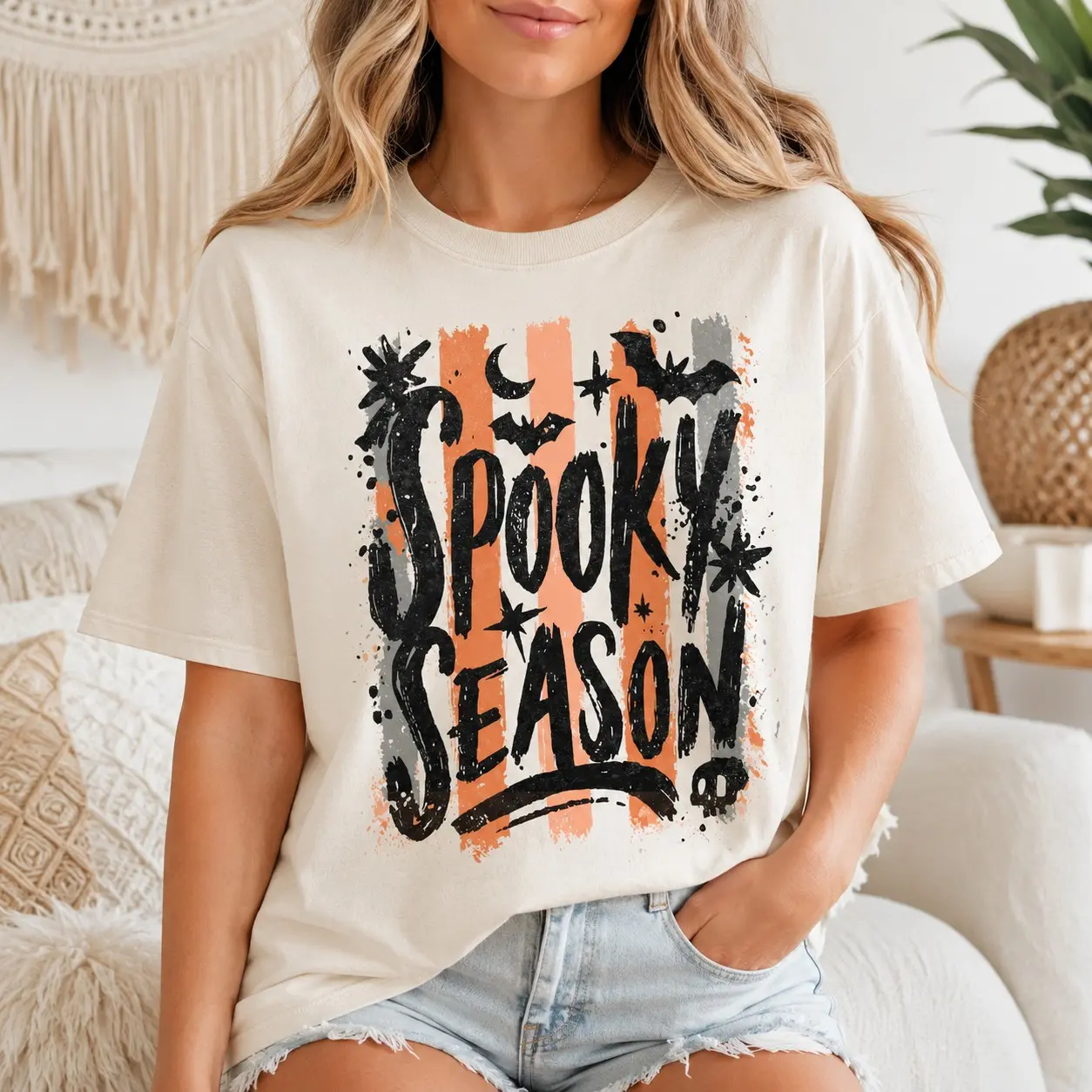 Comfort Colors Spooky Season Dripping Text Shirt, Halloween Party Tee for Women, Aesthetic Gothic Fall Gift - photo 2