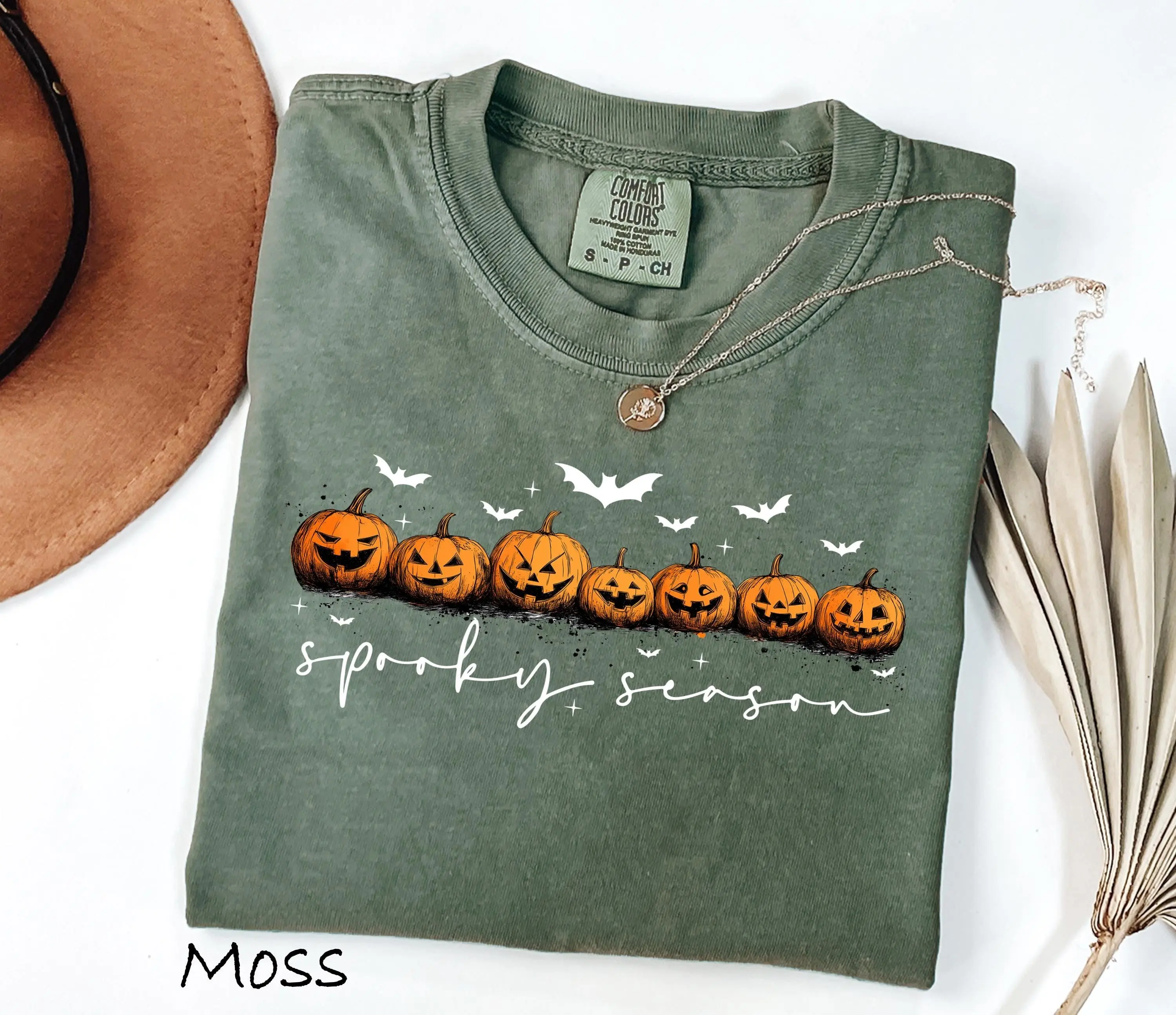 Comfort Colors Stay Spooky Season Halloween Shirt, Ghost Pumpkin Bat Graphic Tee, Fall Gift - photo 2