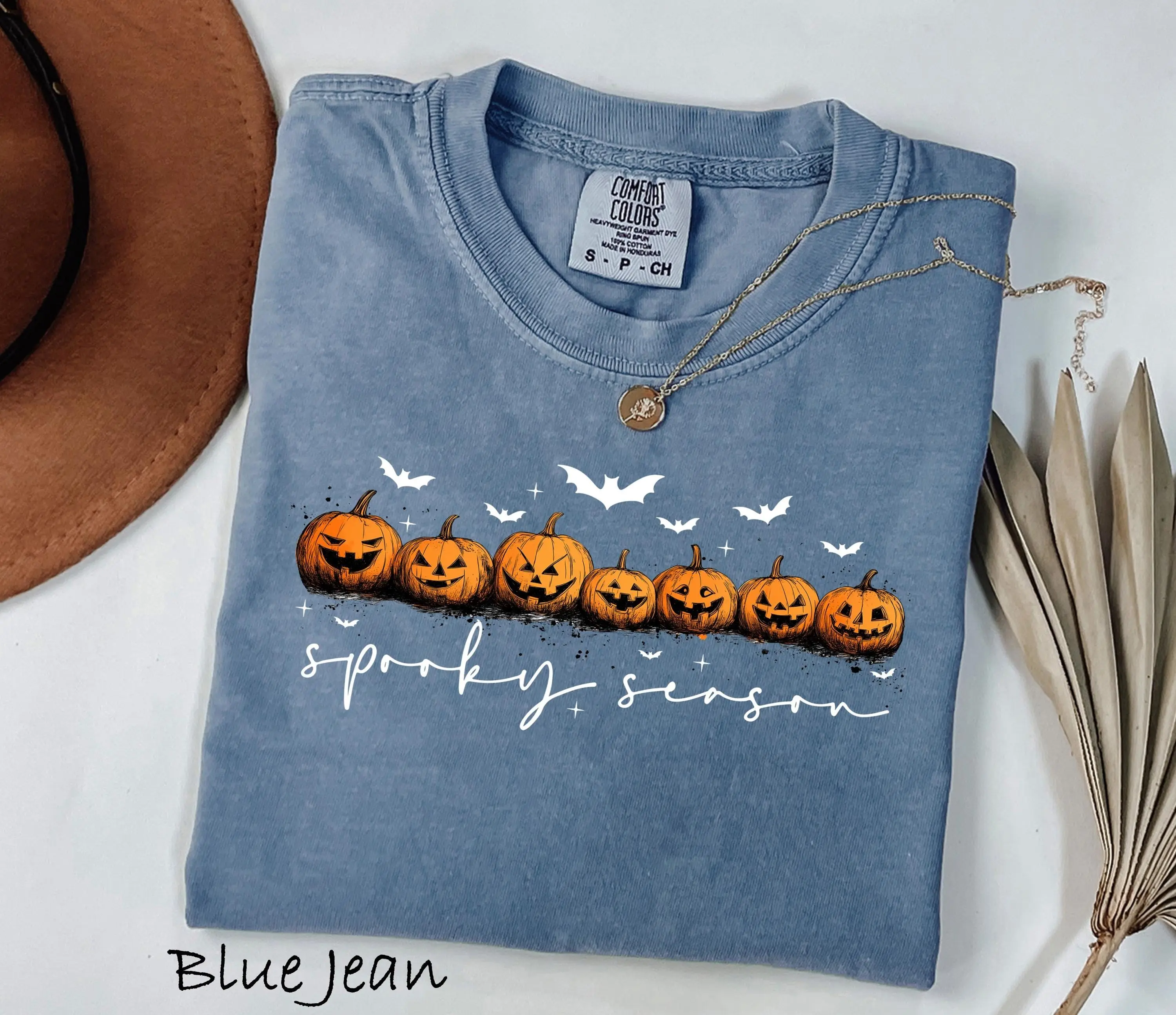 Comfort Colors Stay Spooky Season Halloween Shirt, Ghost Pumpkin Bat Graphic Tee, Fall Gift - photo 4