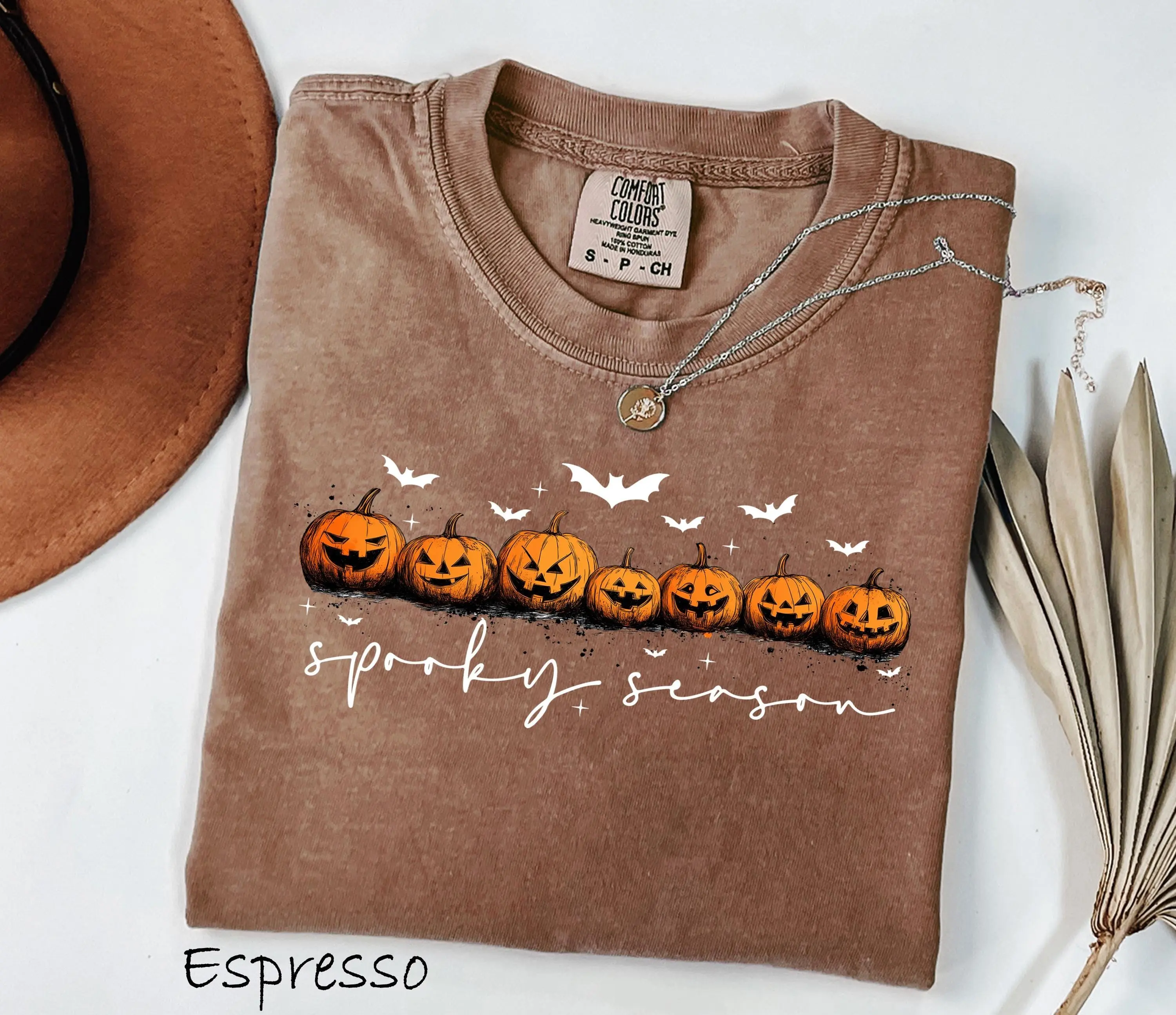 Comfort Colors Stay Spooky Season Halloween Shirt, Ghost Pumpkin Bat Graphic Tee, Fall Gift - photo 5