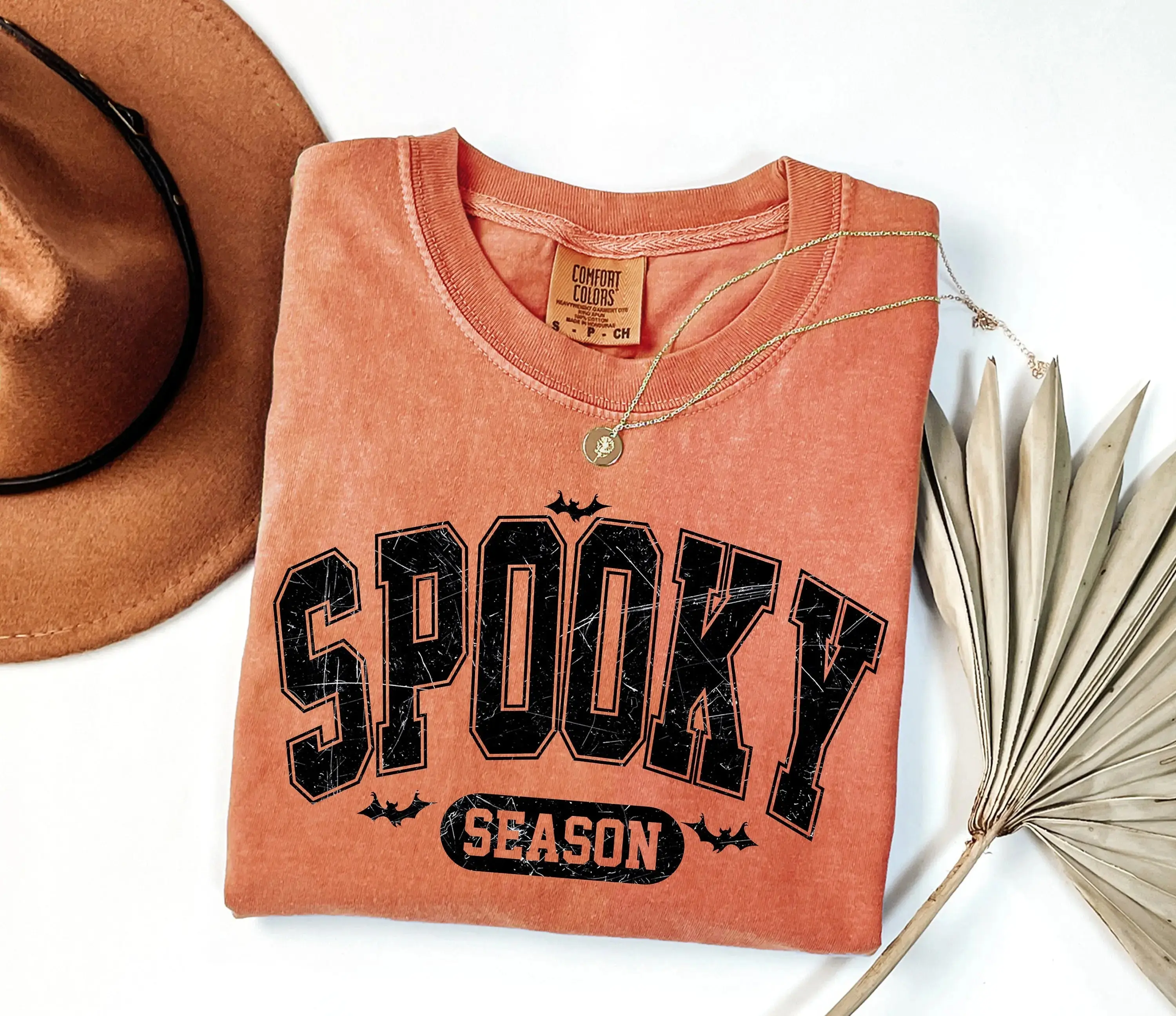 Comfort Colors Spooky Season Shirt, Womens Halloween Gift Tee, Vintage Style Fall Graphic Top for Women - photo 2
