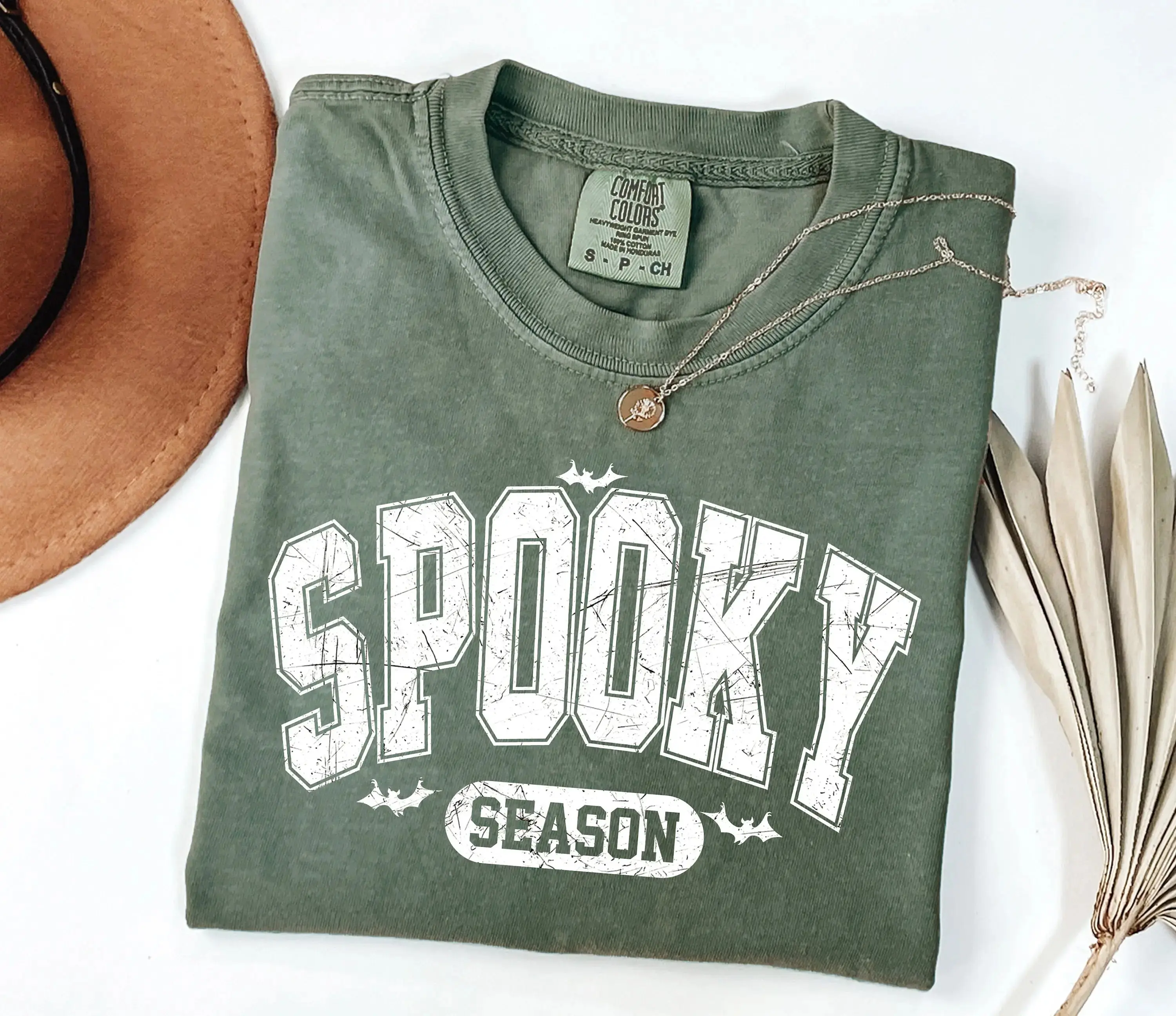 Comfort Colors Spooky Season Shirt, Womens Halloween Gift Tee, Vintage Style Fall Graphic Top for Women - photo 3