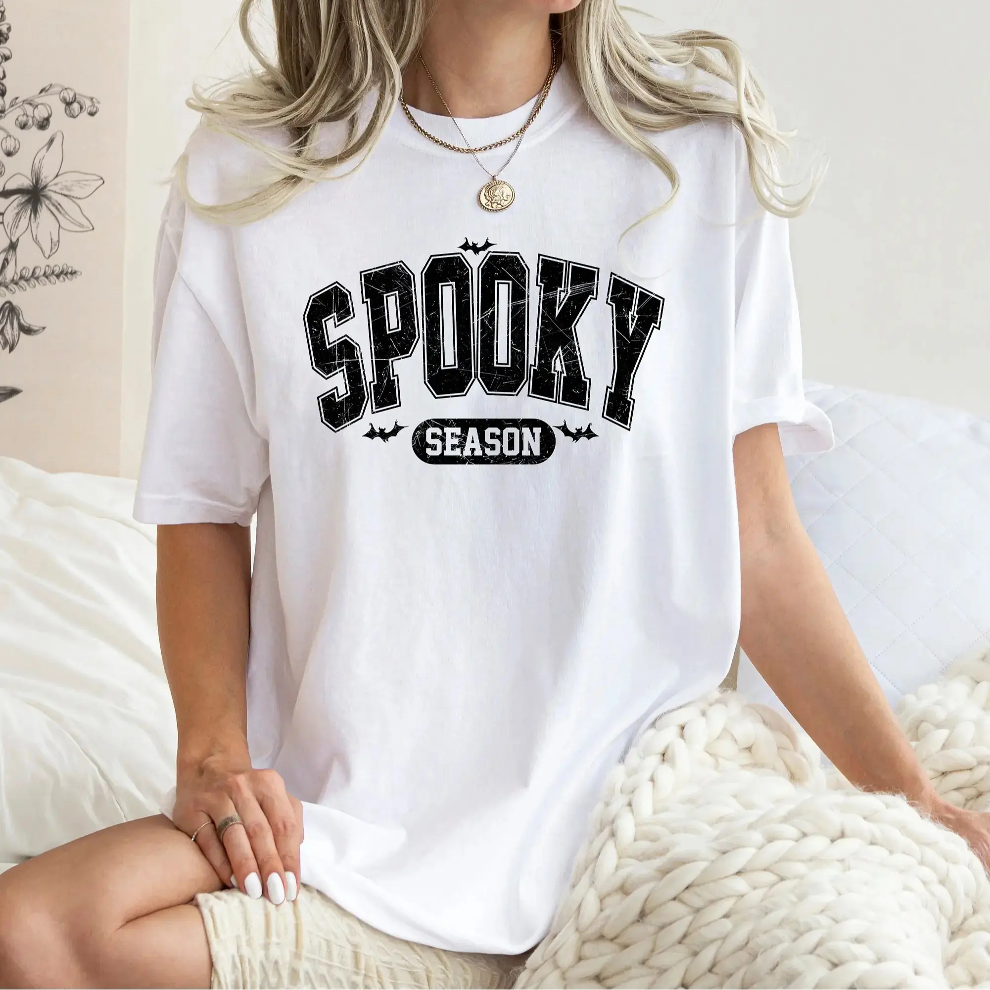 Comfort Colors Spooky Season Shirt, Womens Halloween Gift Tee, Vintage Style Fall Graphic Top for Women - photo 5