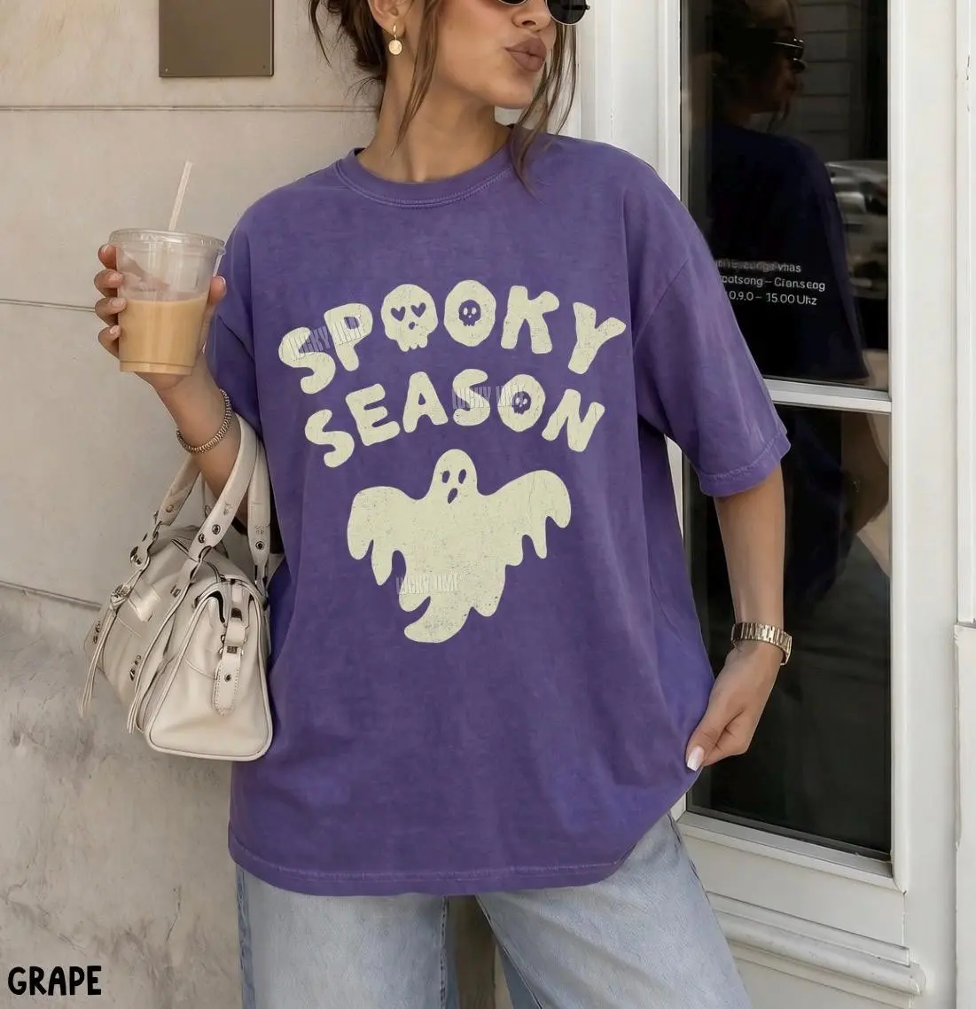 Comfort Colors Spooky Season Sweatshirt, Retro Ghost Halloween Pumpkin Vibes Graphic Crewneck For Women - photo 4