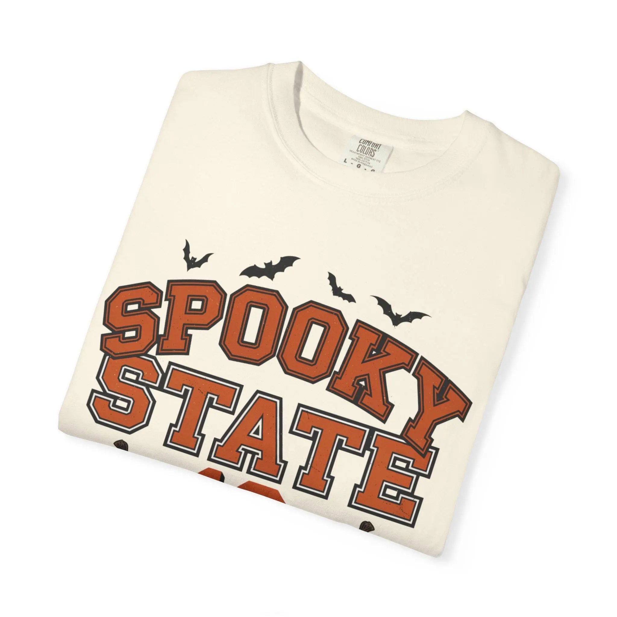 Comfort Colors Spooky State 13 Shirt, Retro College Varsity Pumpkin Tee, Halloween Game Day Graphic Top - photo 5
