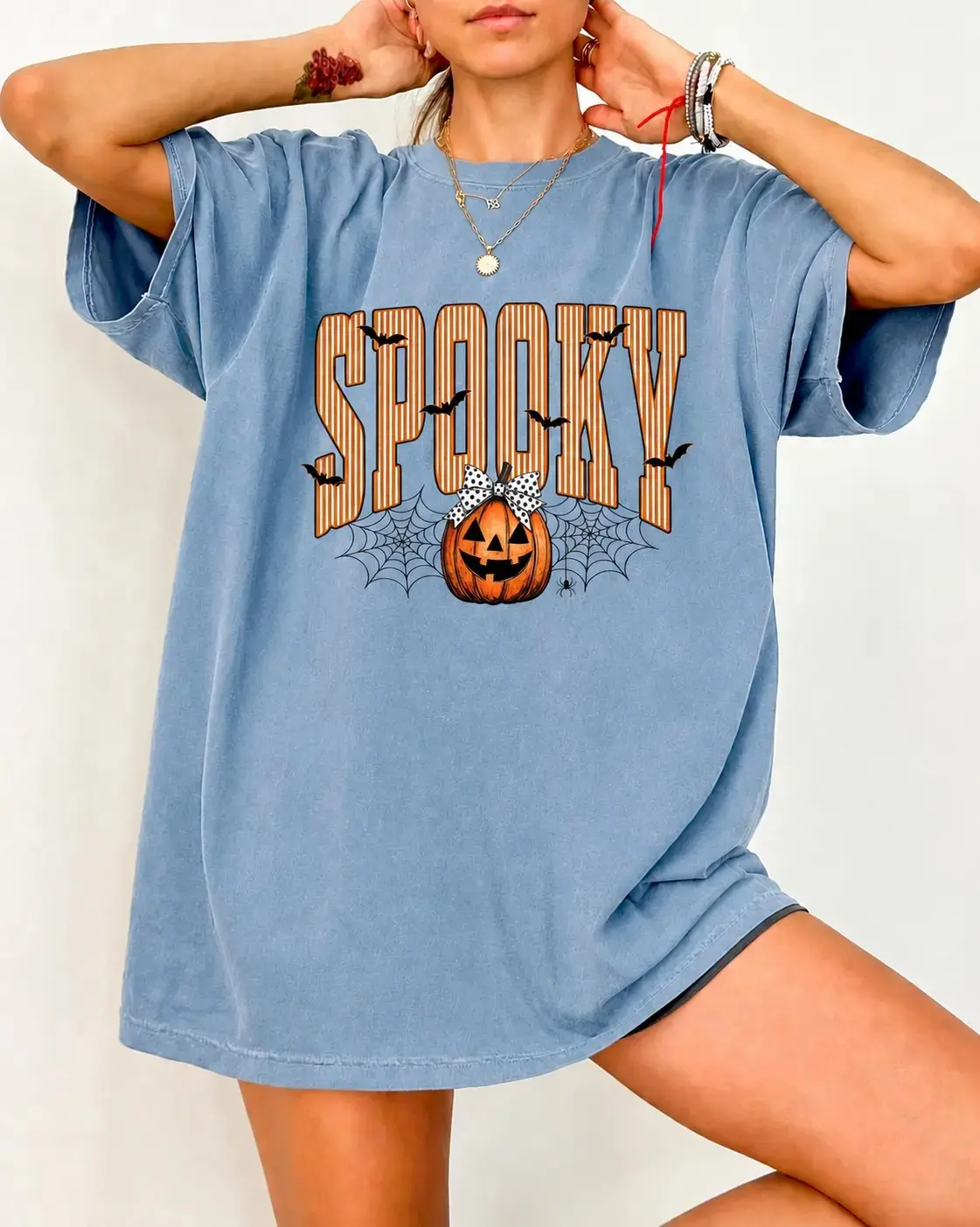 Comfort Colors Spooky Shirt for Women, Halloween Ghosts Graphic Tee, Cute Season Party Fall Costume Top