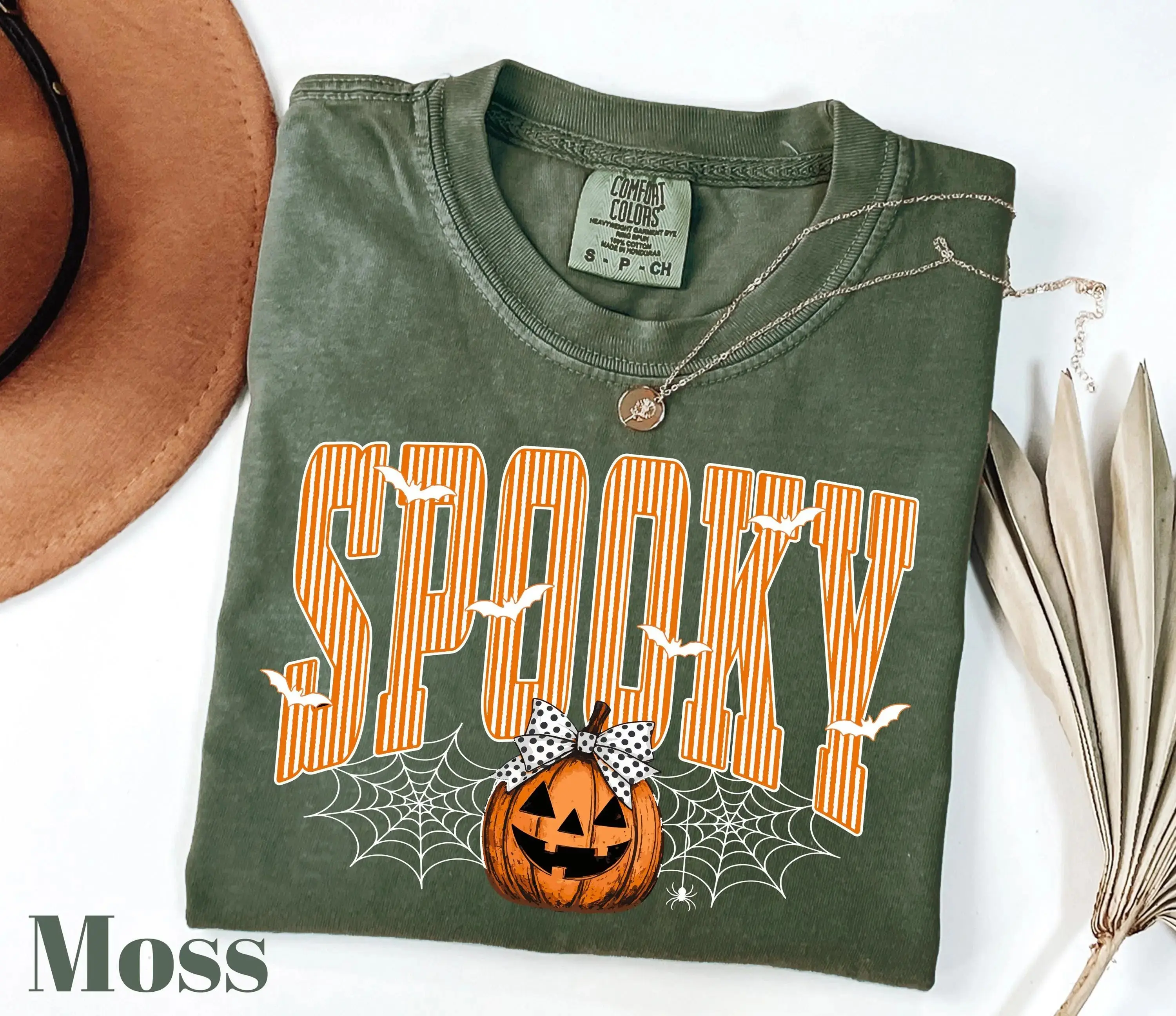 Comfort Colors Spooky Shirt for Women, Halloween Ghosts Graphic Tee, Cute Season Party Fall Costume Top - photo 3