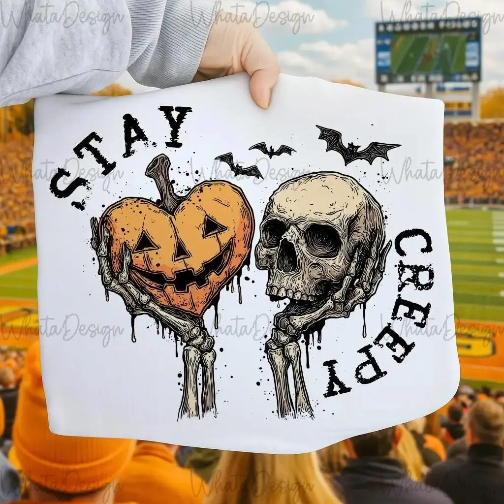 Comfort Colors Stay Creepy Skeleton Hand Halloween Shirt, Women Retro Dripping Heart Grunge Horror Trendy Tee - photo 3