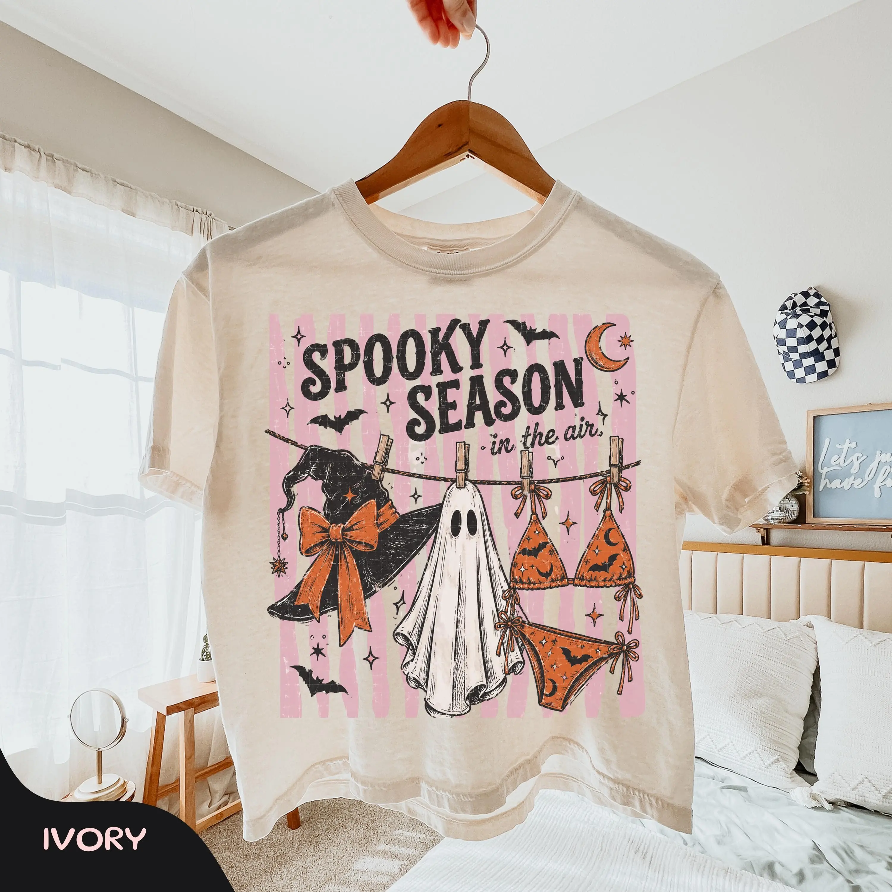Comfort Colors Striped Spooky Season Shirt, Girly Summerween Summer Vibes Halloween Graphic Tee - photo 2