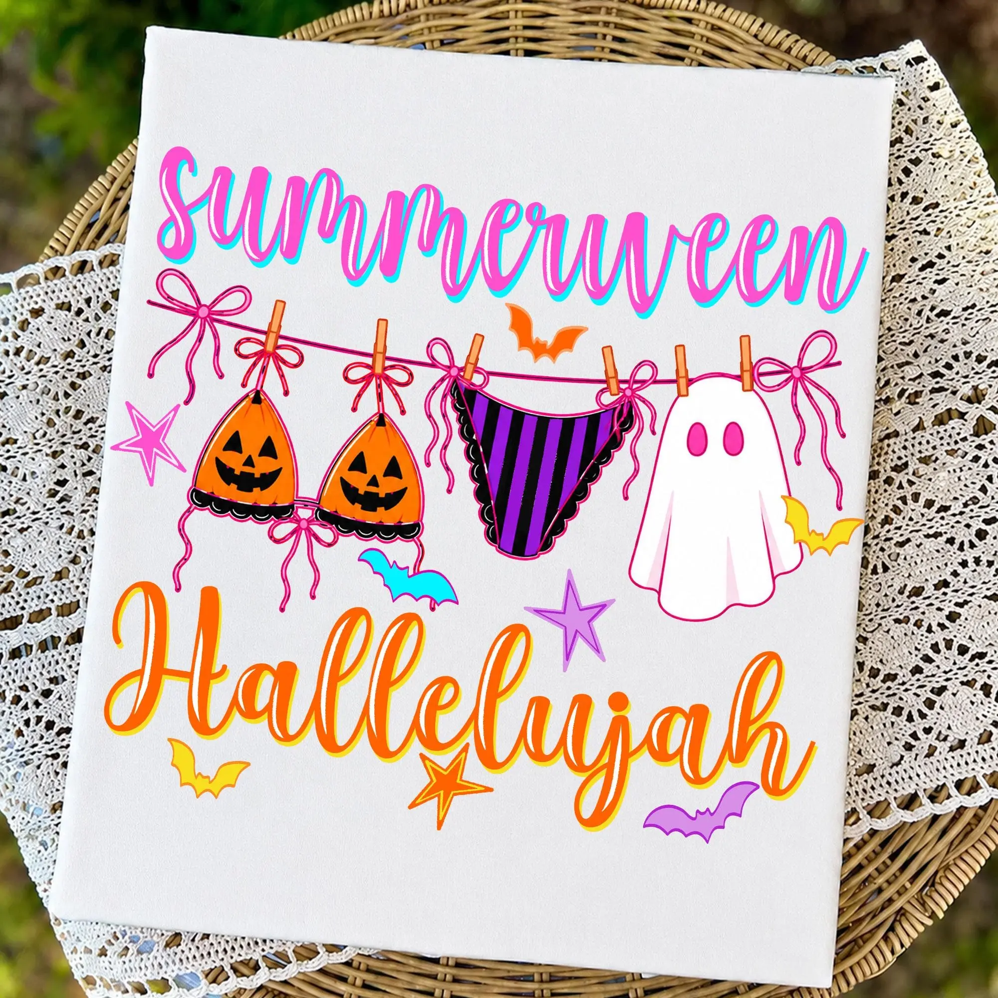 Comfort Colors Striped Summerween Tee, Hot Ghouls Summer Ghost Spooky Season Halloween Shirt - photo 4
