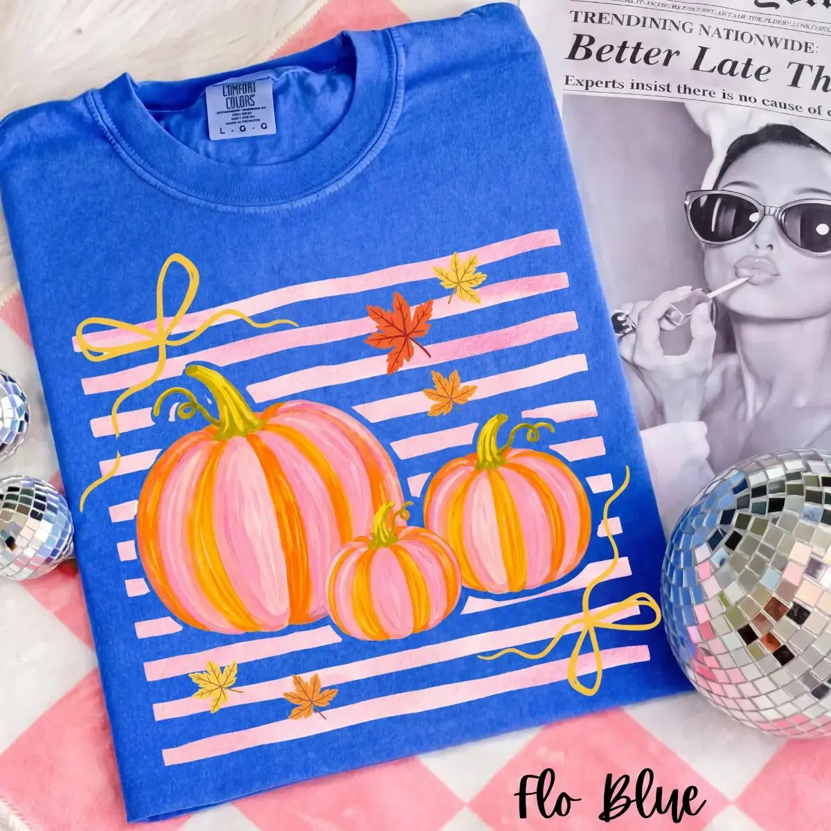 Comfort Colors Striped Pumpkin Shirt, Coquette Girly Pink Summerween Halloween Fall Sublimation Tee - photo 2