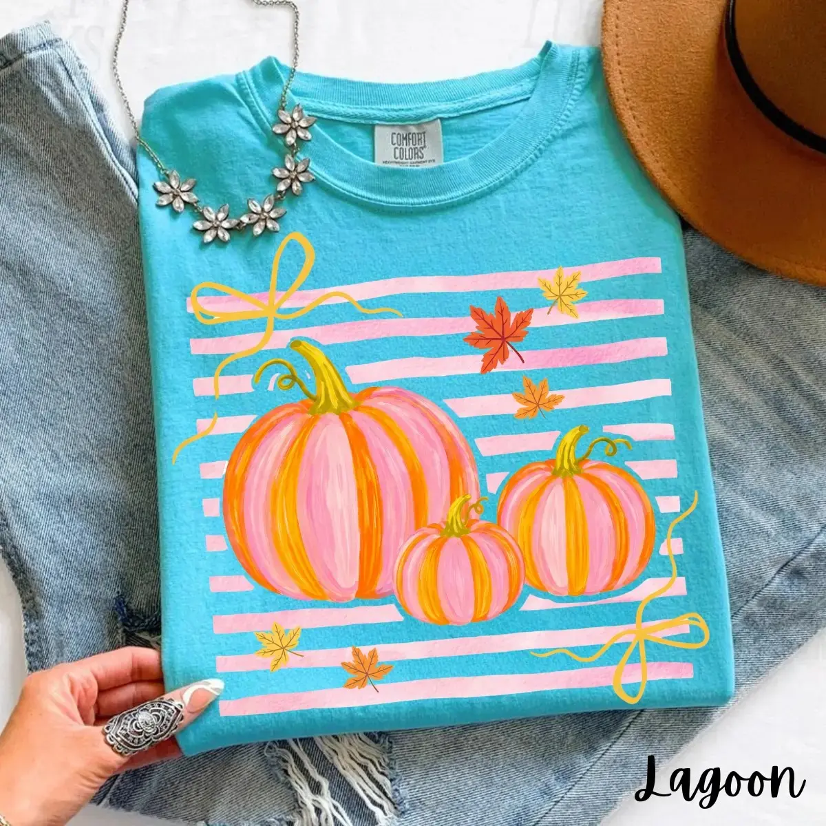 Comfort Colors Striped Pumpkin Shirt, Coquette Girly Pink Summerween Halloween Fall Sublimation Tee - photo 4