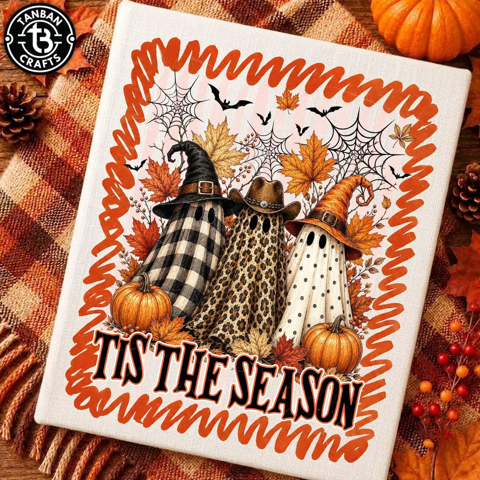 Comfort Colors Stripes Spooky Ghost Trio Shirt Design, Fall Witch Western Cowboy Sublimation, Digital Download - photo 2