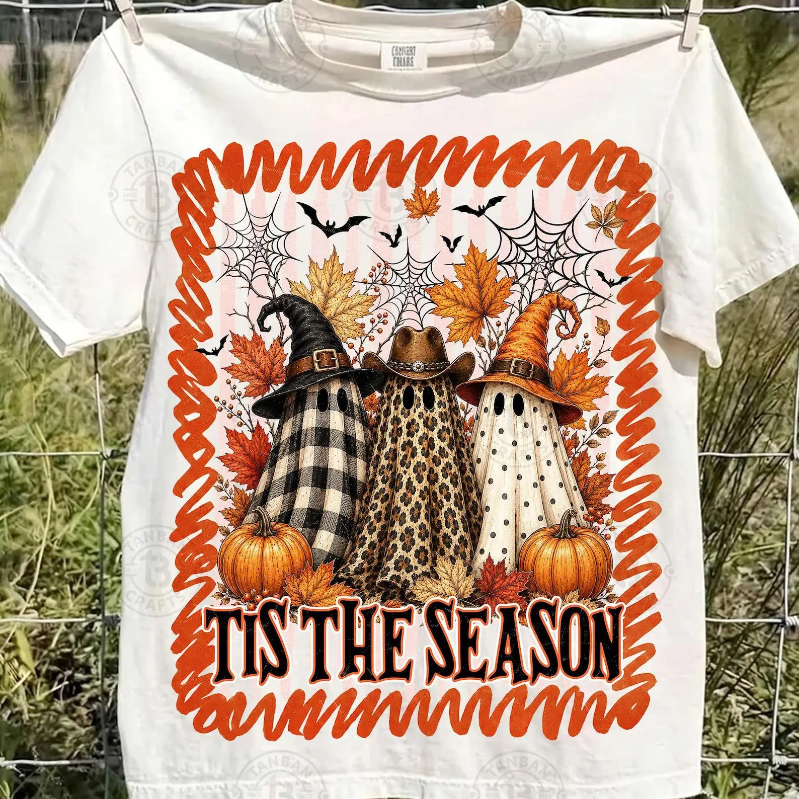 Comfort Colors Stripes Spooky Ghost Trio Shirt Design, Fall Witch Western Cowboy Sublimation, Digital Download - photo 3