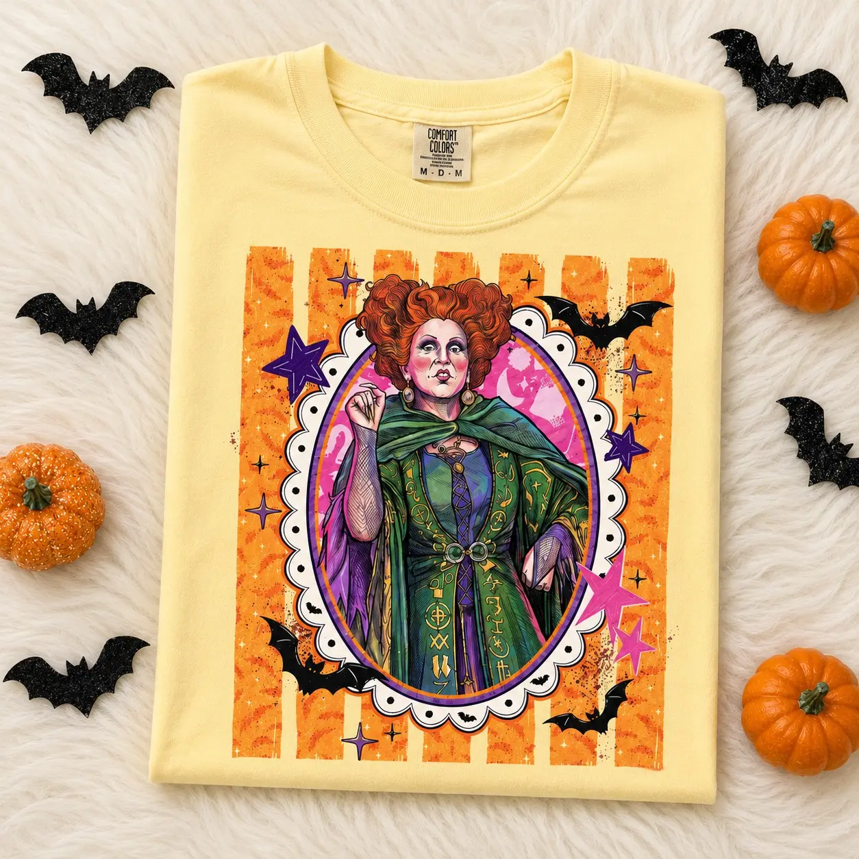 Comfort Colors Striped Witchy Halloween Shirt, Preppy Witches Sisters Gothic Vintage Spooky Tee - photo 3