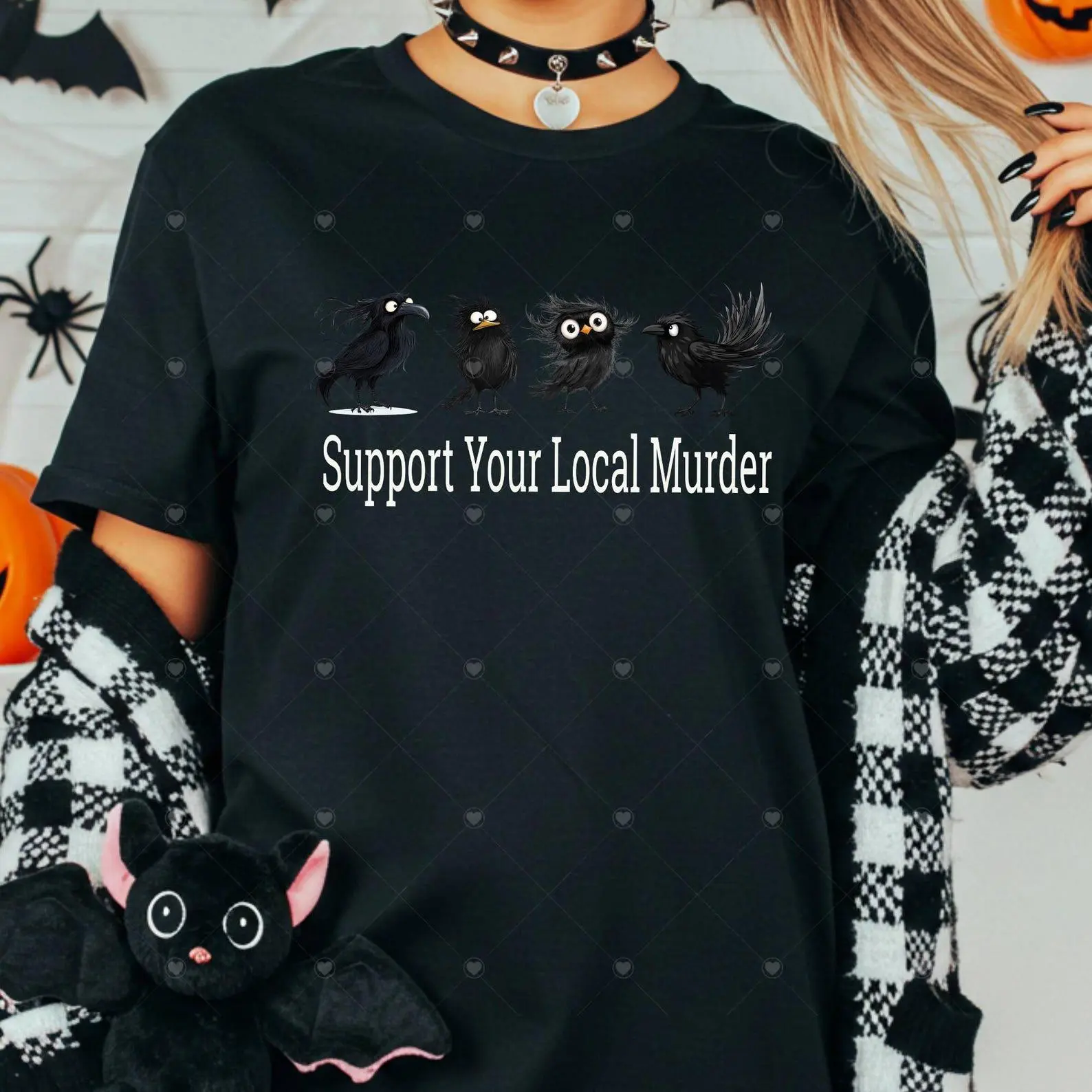 Comfort Colors Support Your Local Murder Shirt, Witchy Raven Crow Lover Dark Academia Gift Tee - photo 2